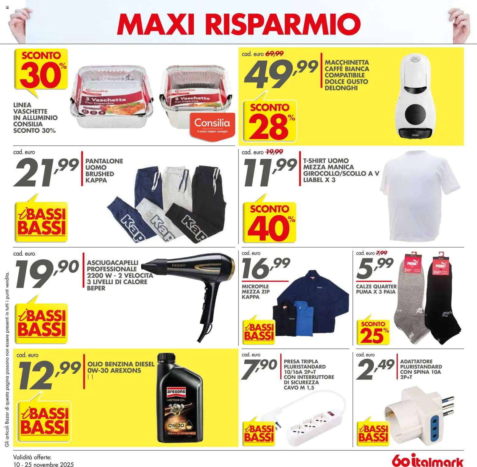 Volantino Italmark del 10.11.2025 | Pagina: 13 | Prodotti: Adattatore, Alluminio, Asciugacapelli, Vaschette