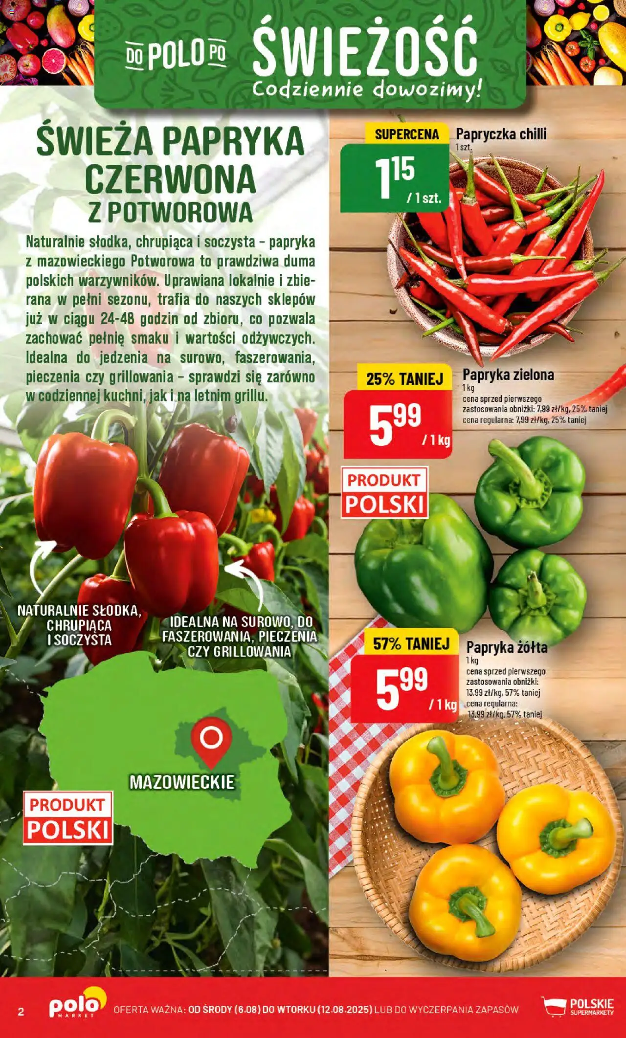 POLOmarket Gazetka od 06.08.2025 | Strona: 2 | Produkty: Papryka, Papryczka chilli