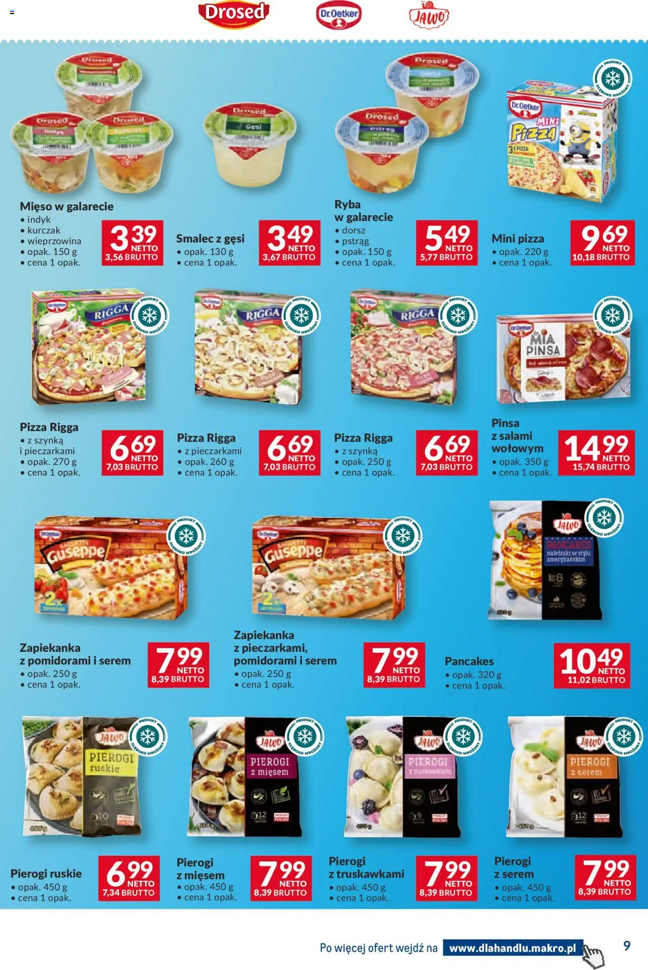 Makro Gazetka - Dystrybucja do sklepów od 16.09.2025 | Strona: 9 | Produkty: Pierogi z mięsem, Mini pizza, Dorsz, Pizza