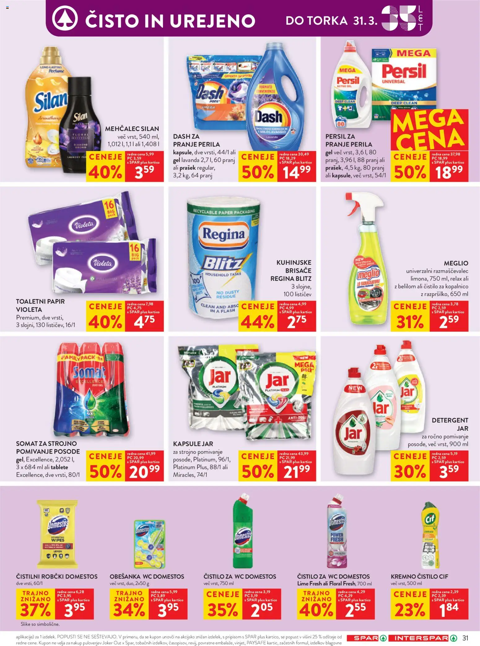 Novi Spar katalog ponudbe – veljaven od 25.03.2026 | Stran: 37 | Izdelki: Prašek, Mehčalec, Robčki, Detergent
