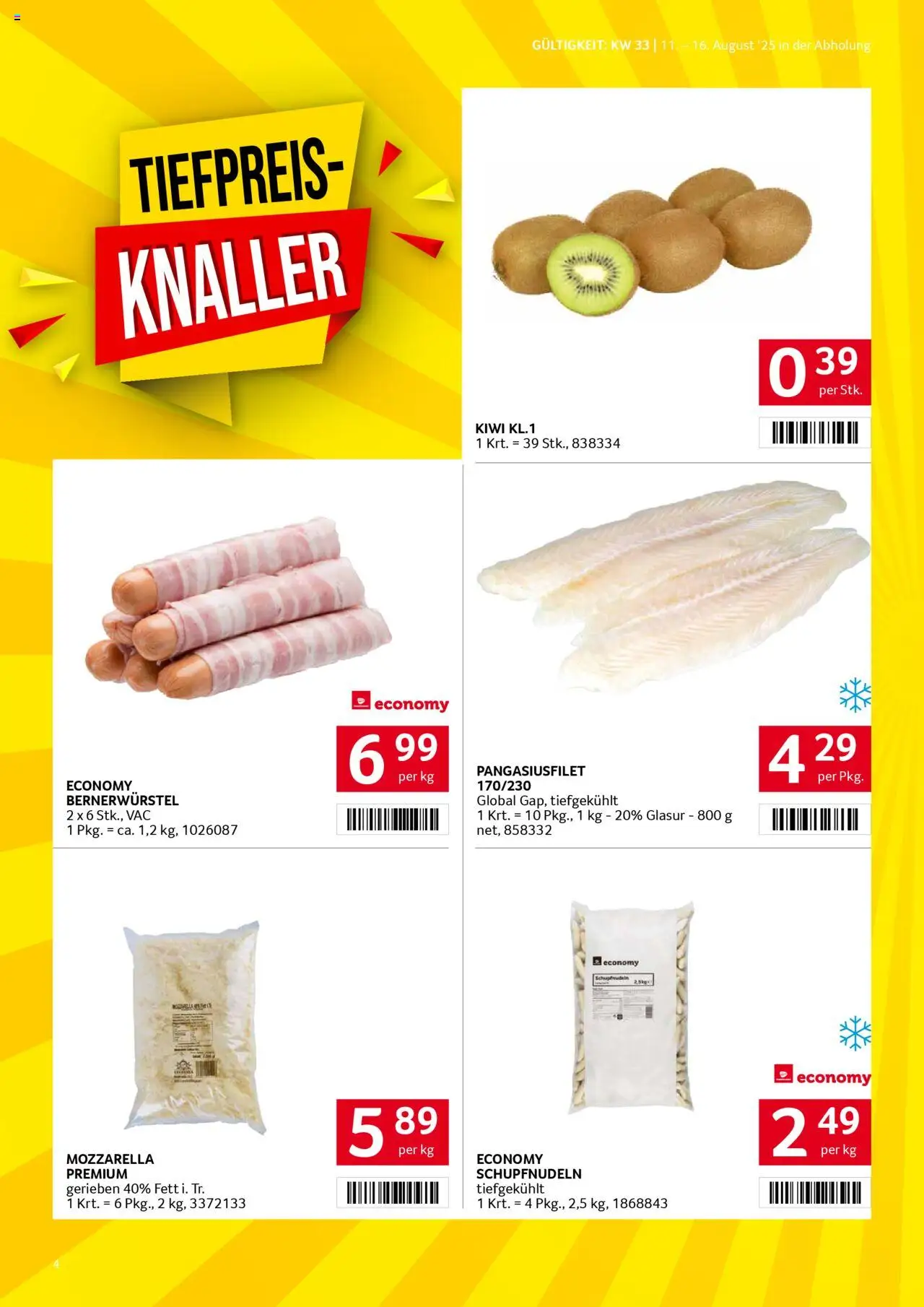 Transgourmet Flugblatt gültig ab 10.08.2025 | Seite: 4 | Produkte: Kiwi