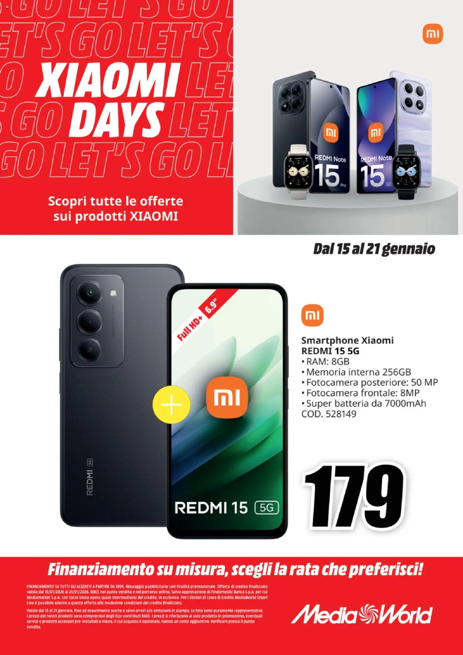 Volantino Media World del 15.01.2026 | Pagina: 3 | Prodotti: Xiaomi, Smartphone, Fotocamera, Batteria