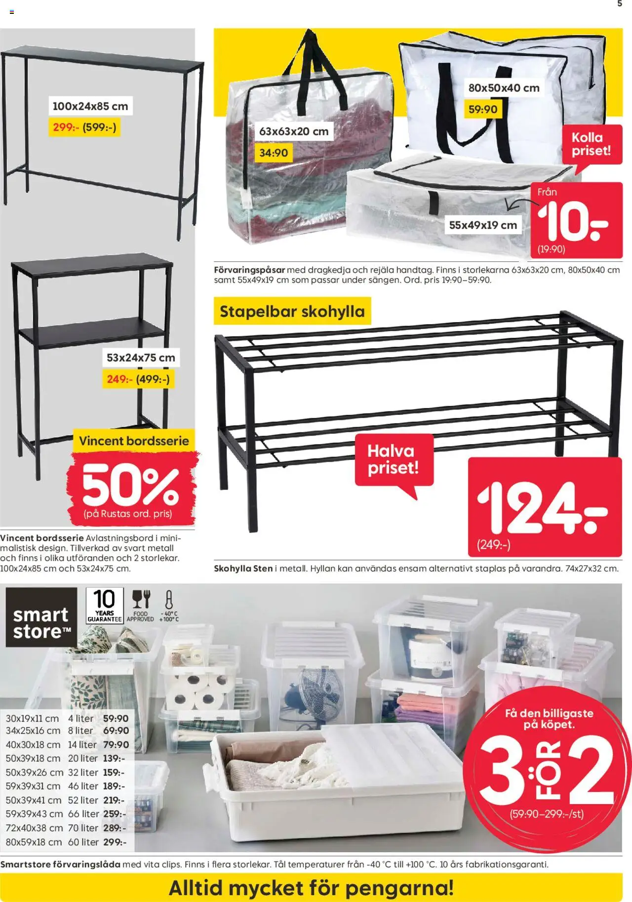 Rusta reklamblad aktuell från 04.08.2025 | Sida: 5 | Produkter: Avlastningsbord