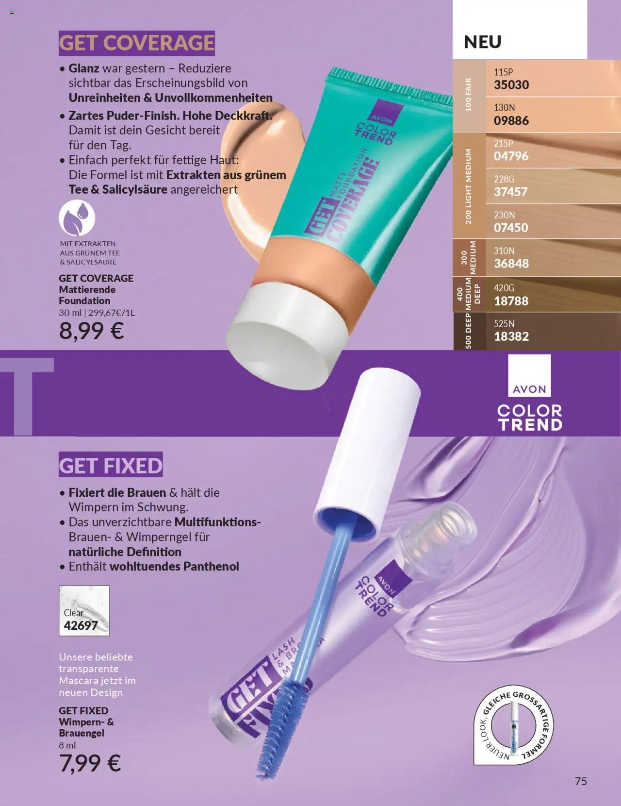 AVON Katalog Oktober 2025 – gültig ab 01.10.2025 | Seite: 77 | Produkte: Mascara, Foundation, Tee