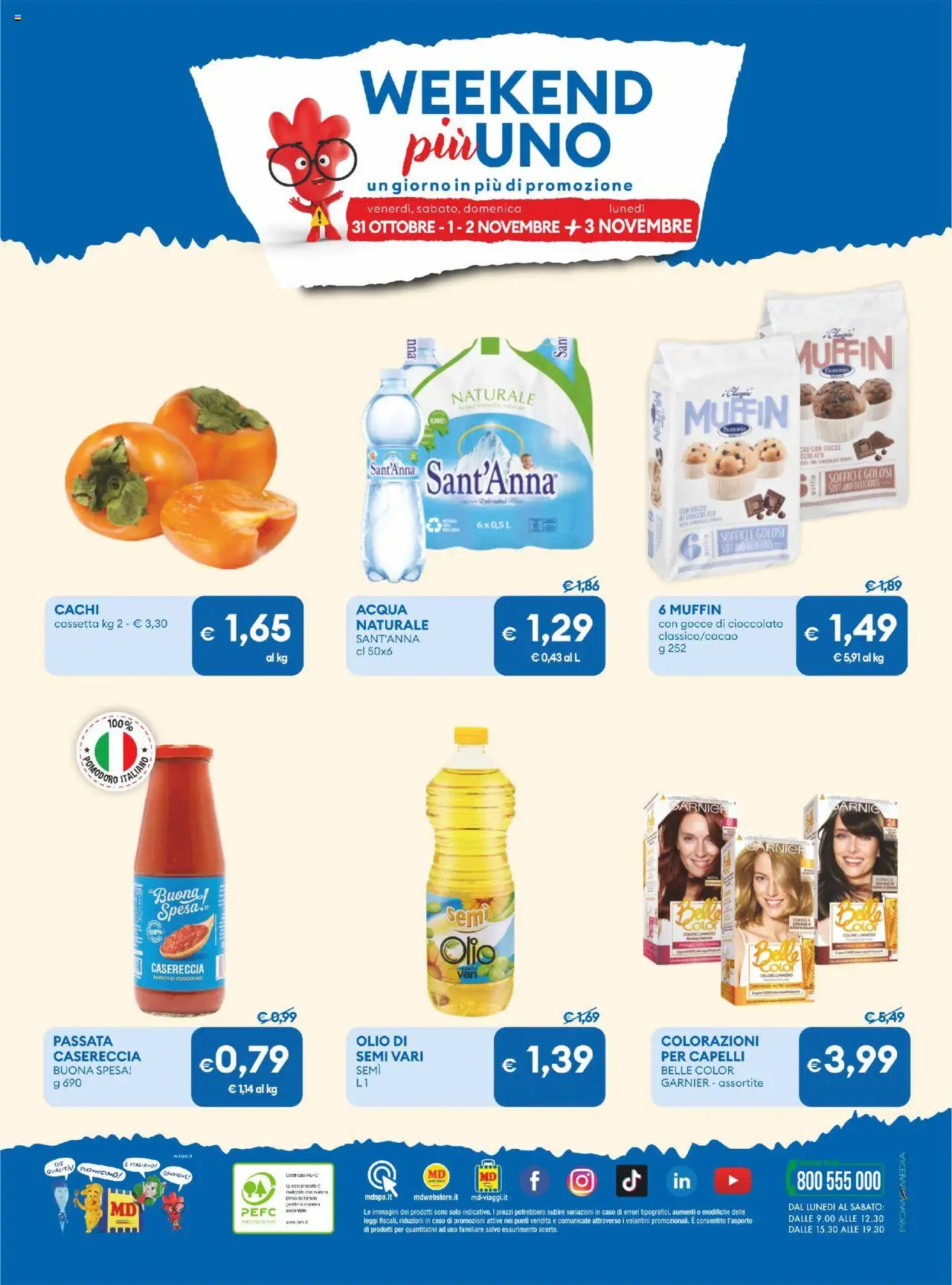 Volantino MD Discount del 21.10.2025 | Pagina: 28 | Prodotti: Cioccolato, Acqua, Olio, Acqua minerale