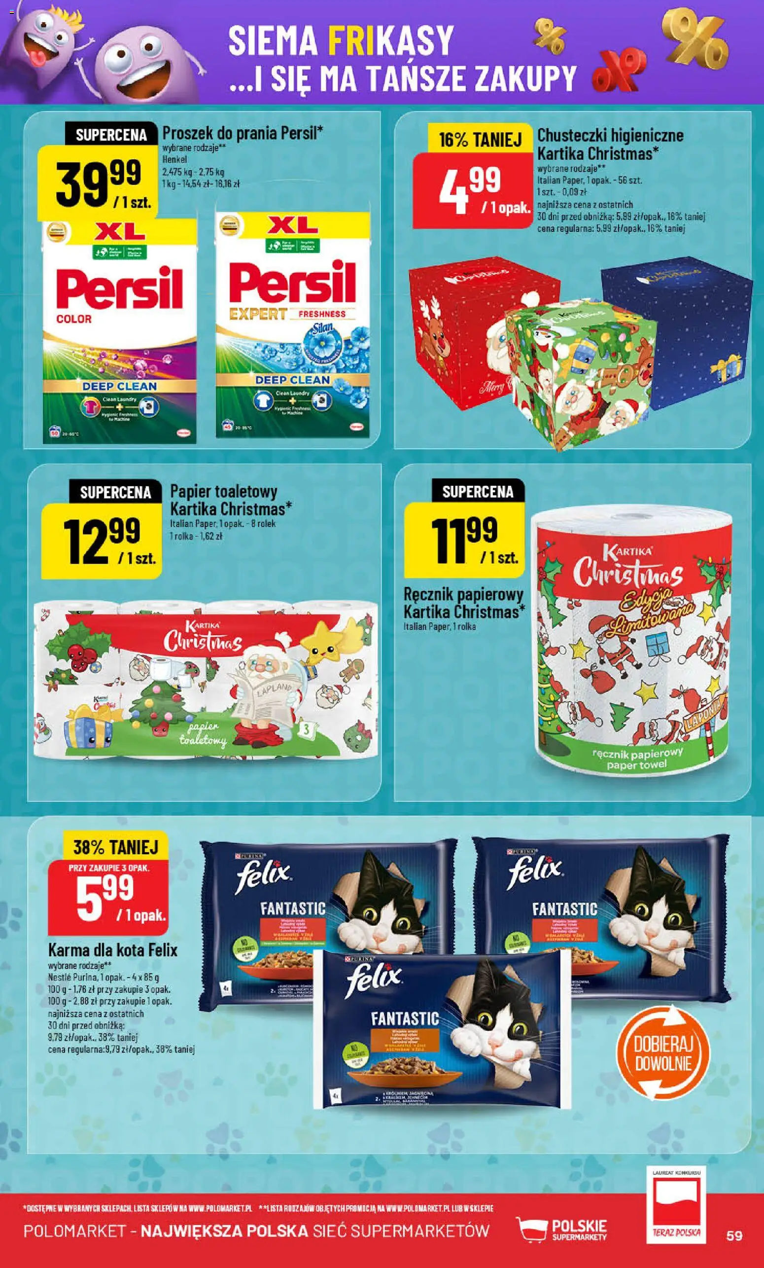 POLOmarket Gazetka od 05.11.2025 | Strona: 59 | Produkty: Persil, Chusteczki higieniczne, Karma dla kota, Ręcznik papierowy