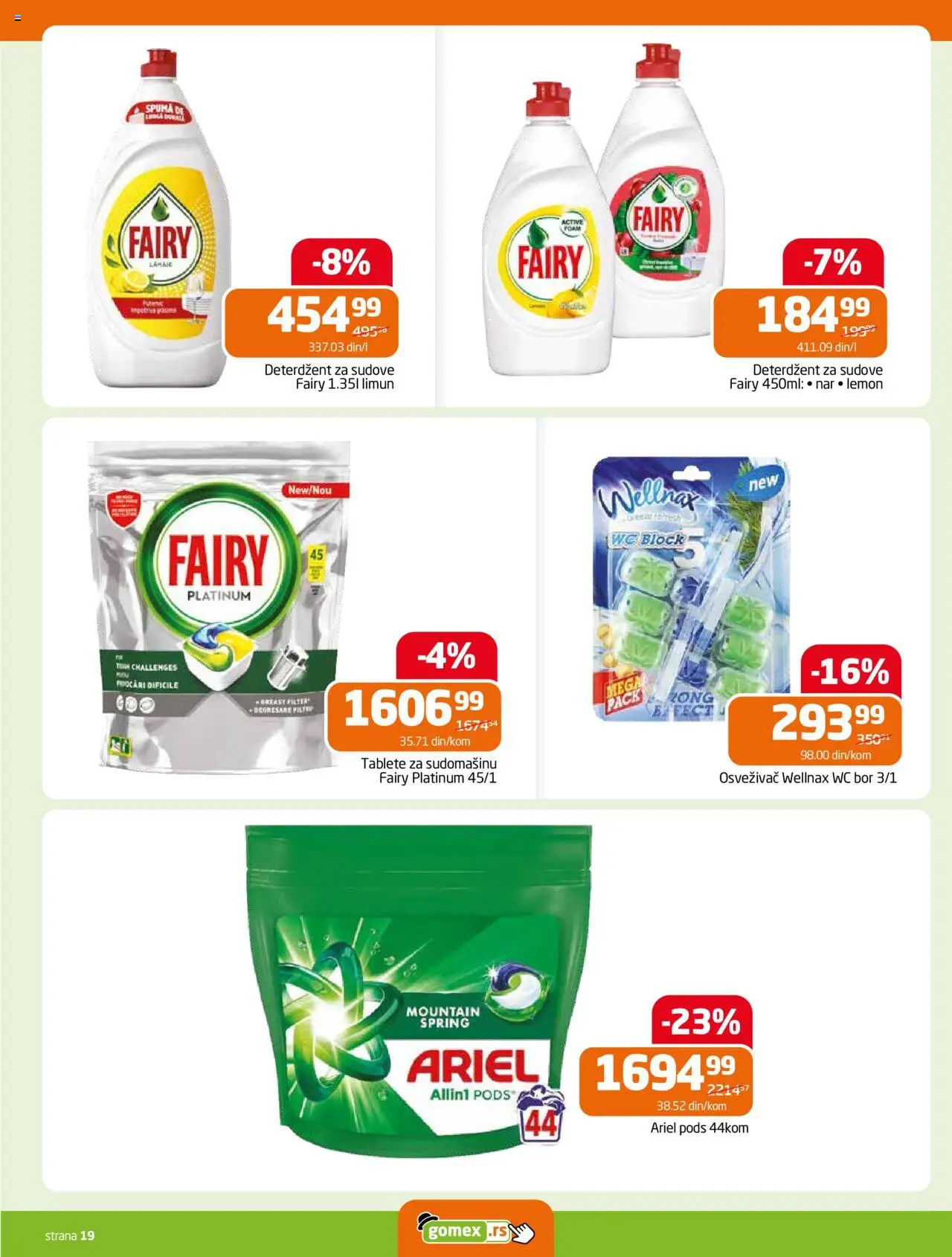 Gomex katalog - važi od 10.09.2025 | Strana: 19 | Proizvode: Deterdžent, Deterdžent za sudove, Ariel, Limun