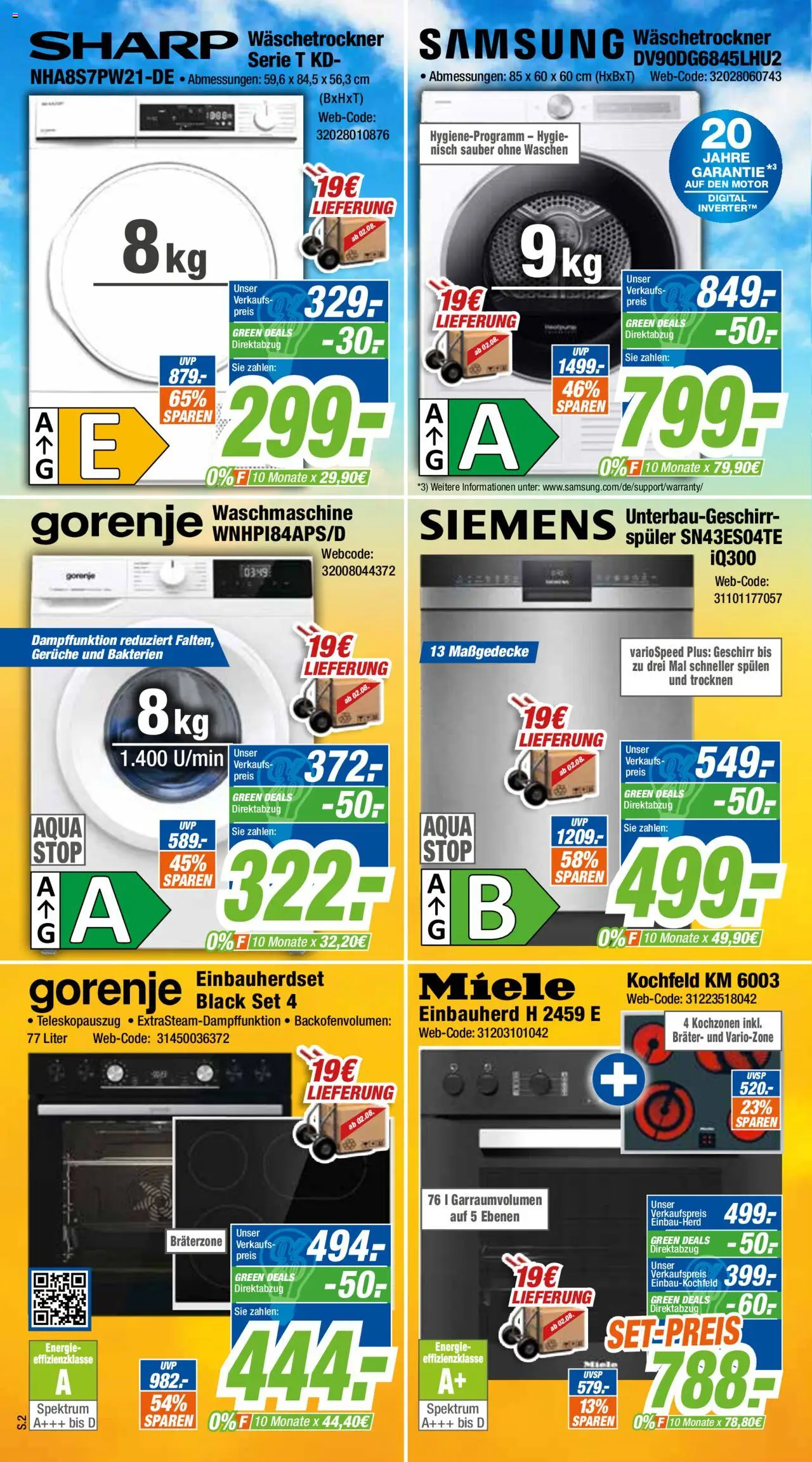 Expert Prospekt Grean Deals - gültig ab dem 01.08.2025 | Seite: 2 | Produkte: Miele, Gorenje, Waschmaschine, Kochfeld