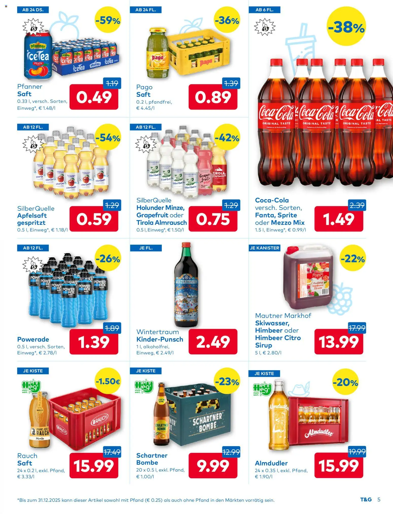 T&G - Tirol gültig ab 04.12.2025 | Seite: 5 | Produkte: Grapefruit, Zitrone, Himbeere, Planche de surf