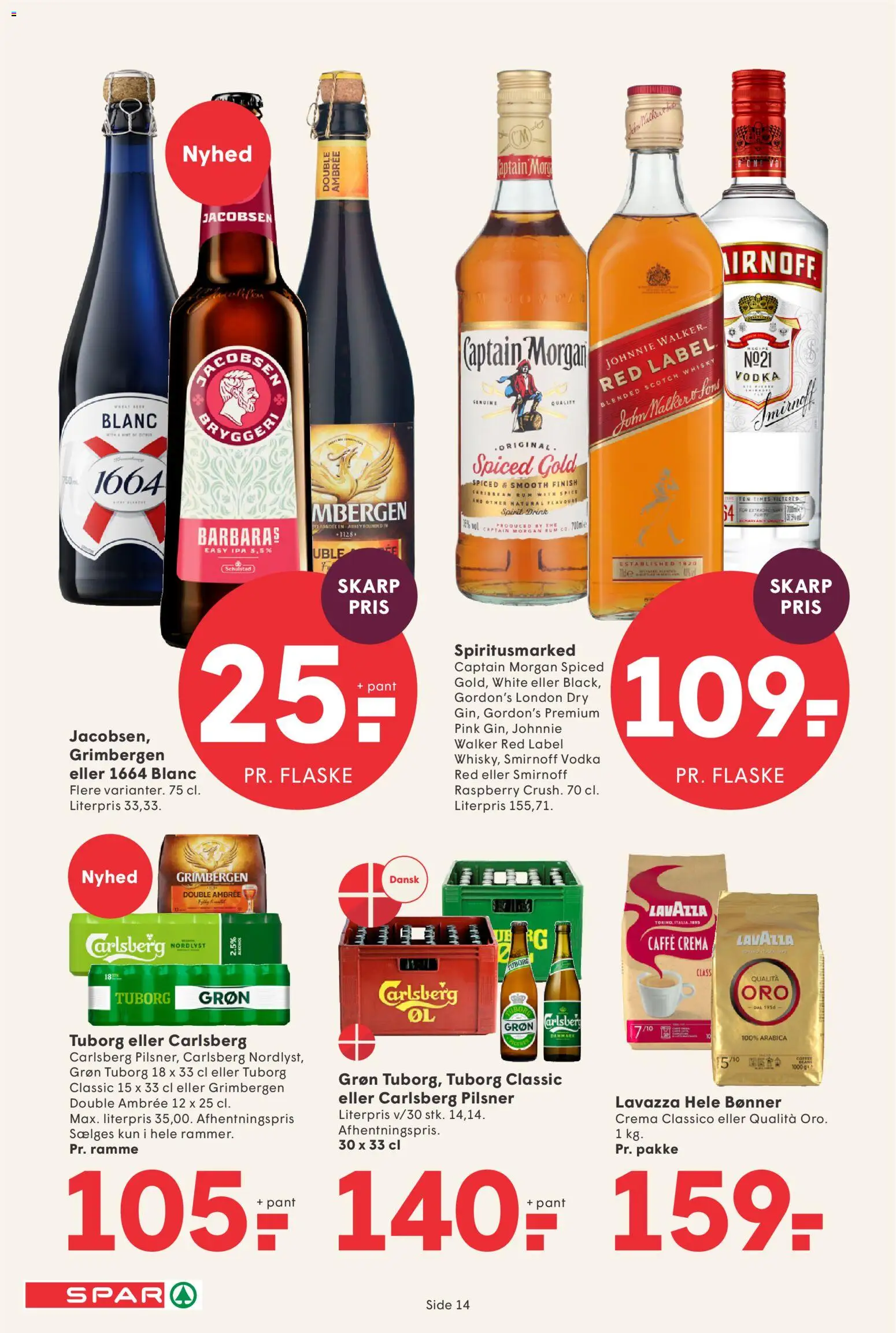 Spar tilbudsavis – gyldig fra 23.01.2026 | Side: 14 | Produkter: Vodka, Whisky, Bønner