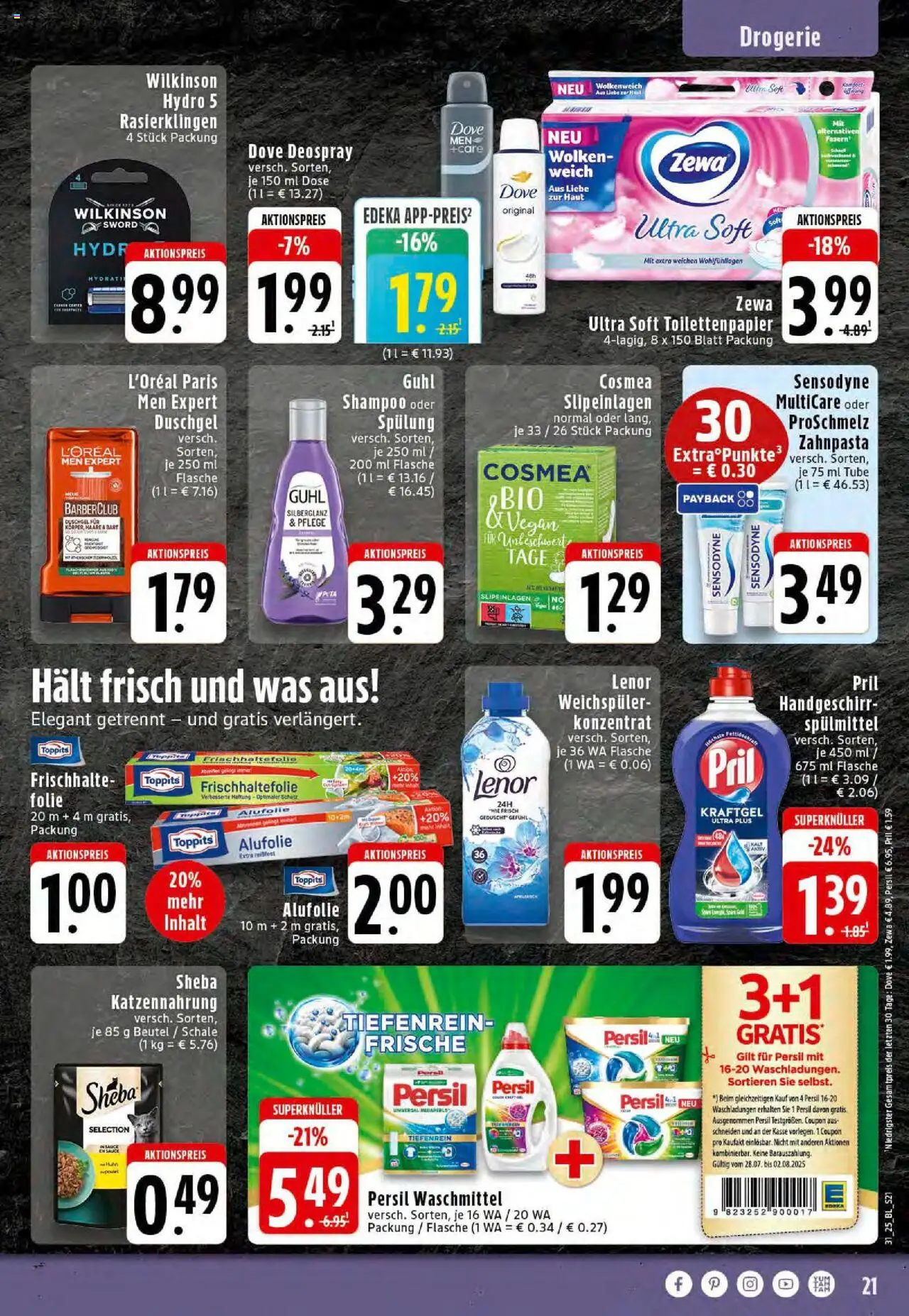 Edeka prospekt Rheine	 - gültig ab dem 27.07.2025 | Seite: 21 | Produkte: Sheba, Duschgel, Weichspüler, Persil