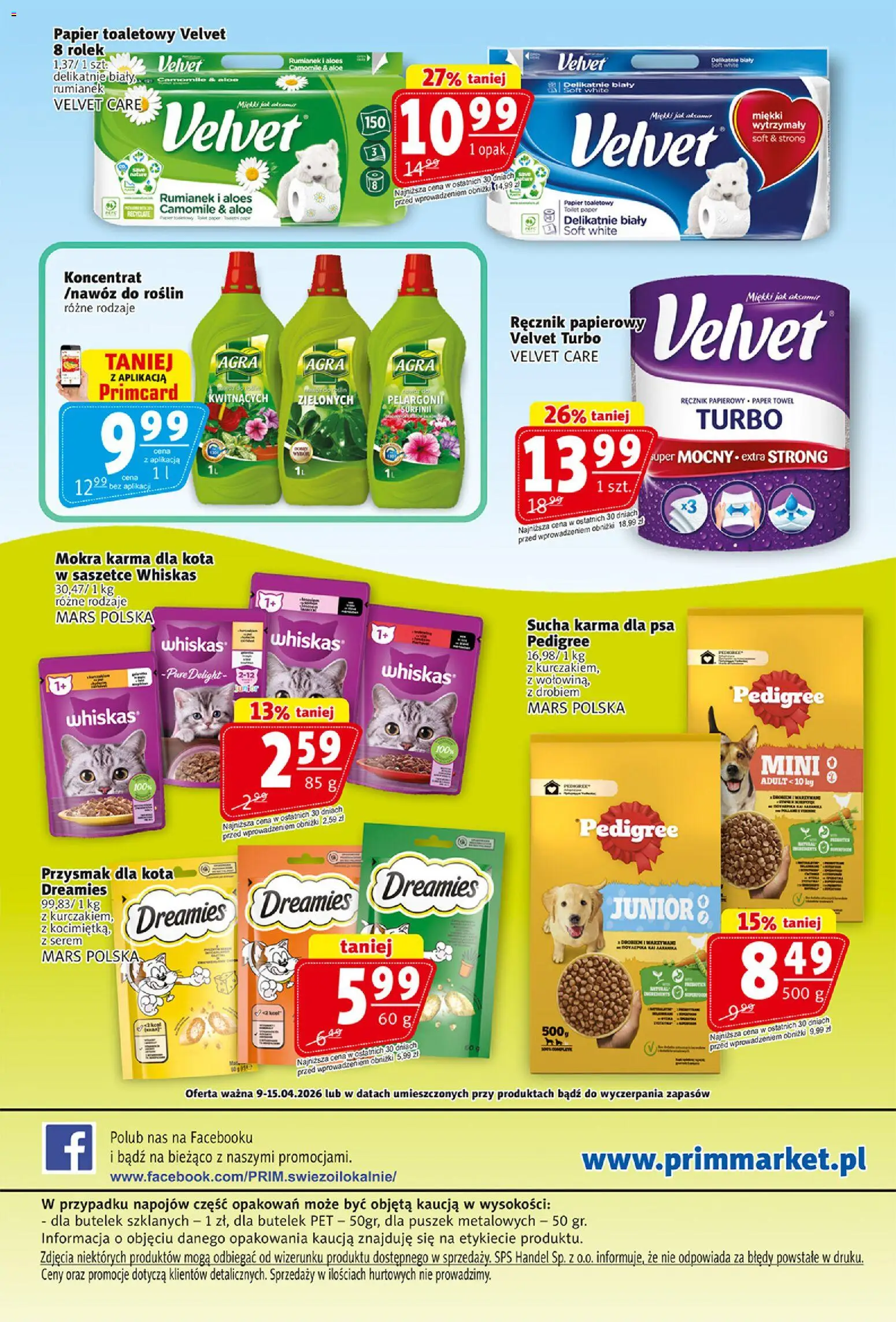Prim Market gazetka od 09.04.2026 | Strona: 16 | Produkty: Pedigree, Karma dla kota, Karma dla psa, Ręcznik papierowy