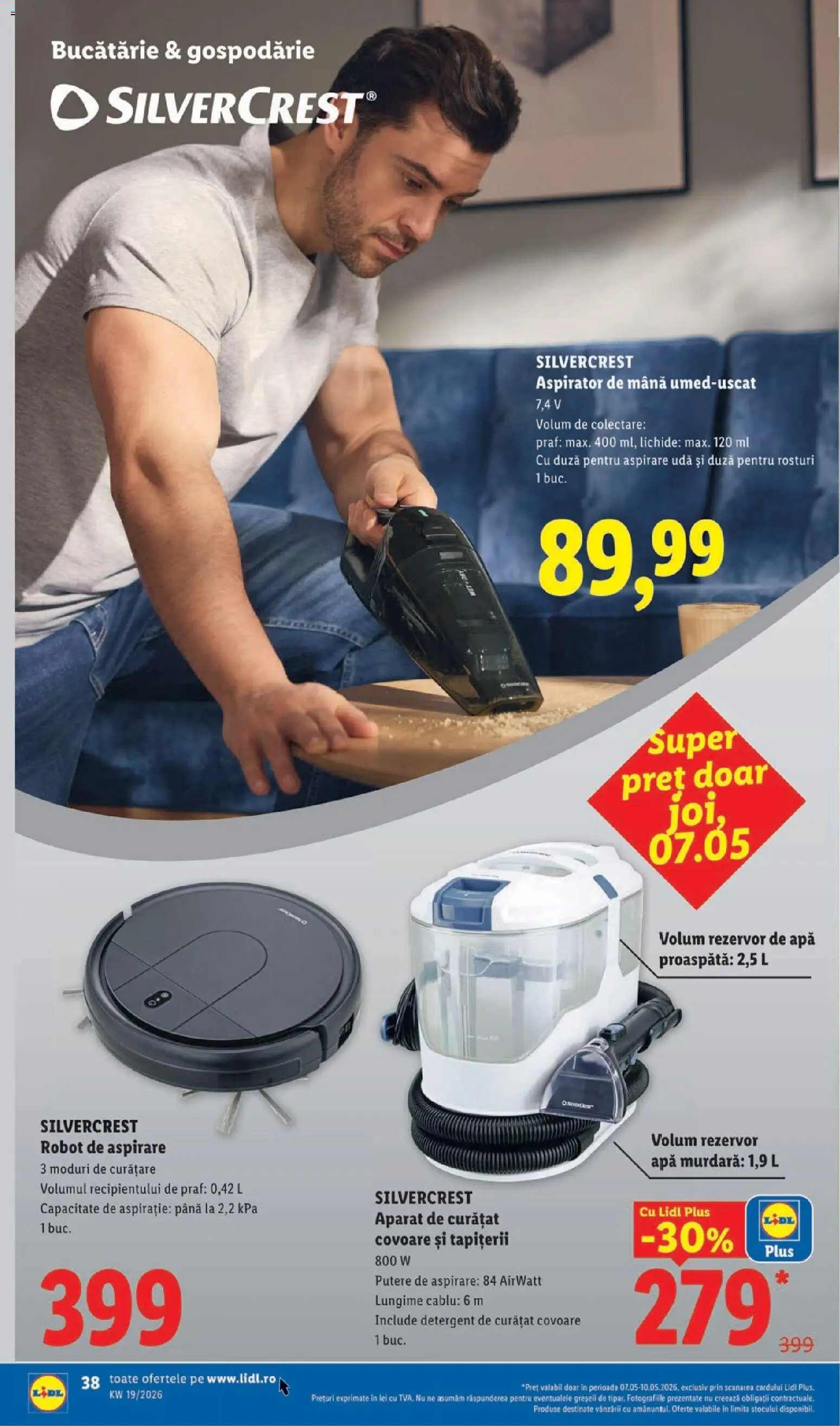 Noul catalog Lidl – valabil de la 04.05.2026 | Pagină: 38 | Produse: Aspirator, Robot, Detergent, Apă