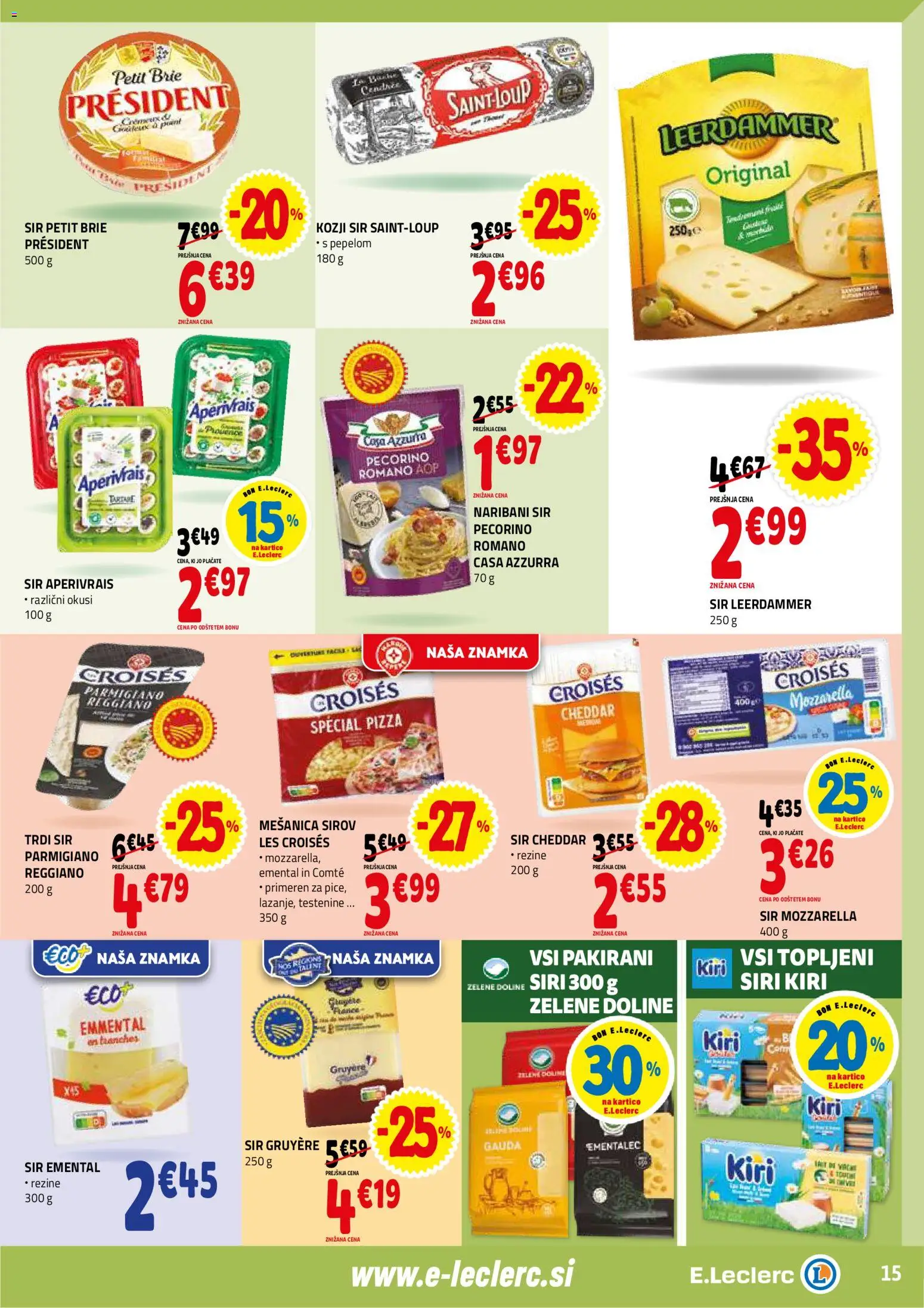Novi E.leclerc katalog ponudbe – veljaven od 28.01.2026 | Stran: 15 | Izdelki: Gauda, Ementalec, Sir, Testenine