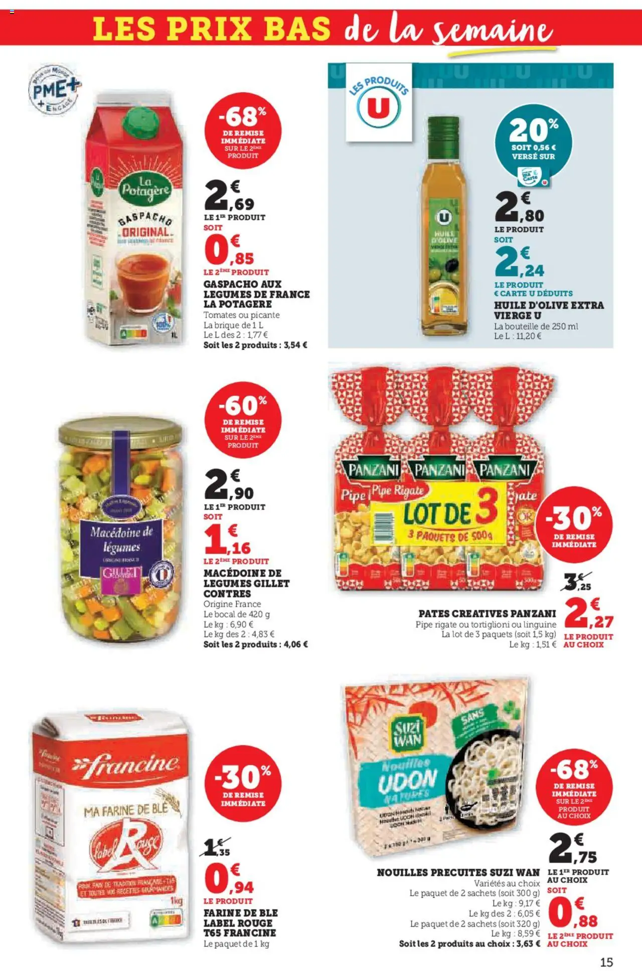  | Page: 15 | Produits: Nouilles Udon, Huile D'olive, Farine, Tomates
