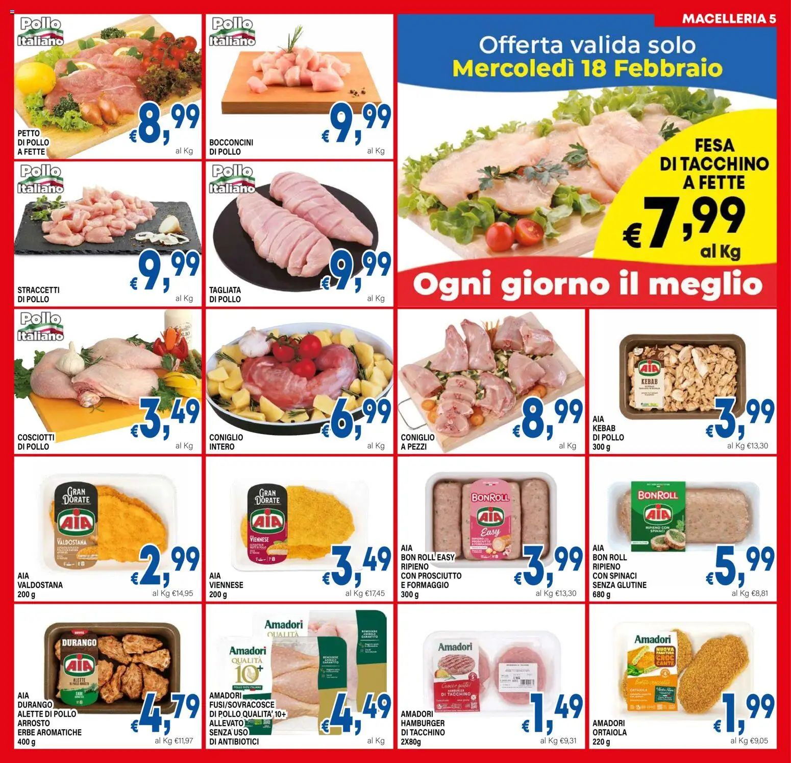 Volantino DEM del 13.02.2026 | Pagina: 5 | Prodotti: Arrosto, Formaggio, Prosciutto, Spinaci