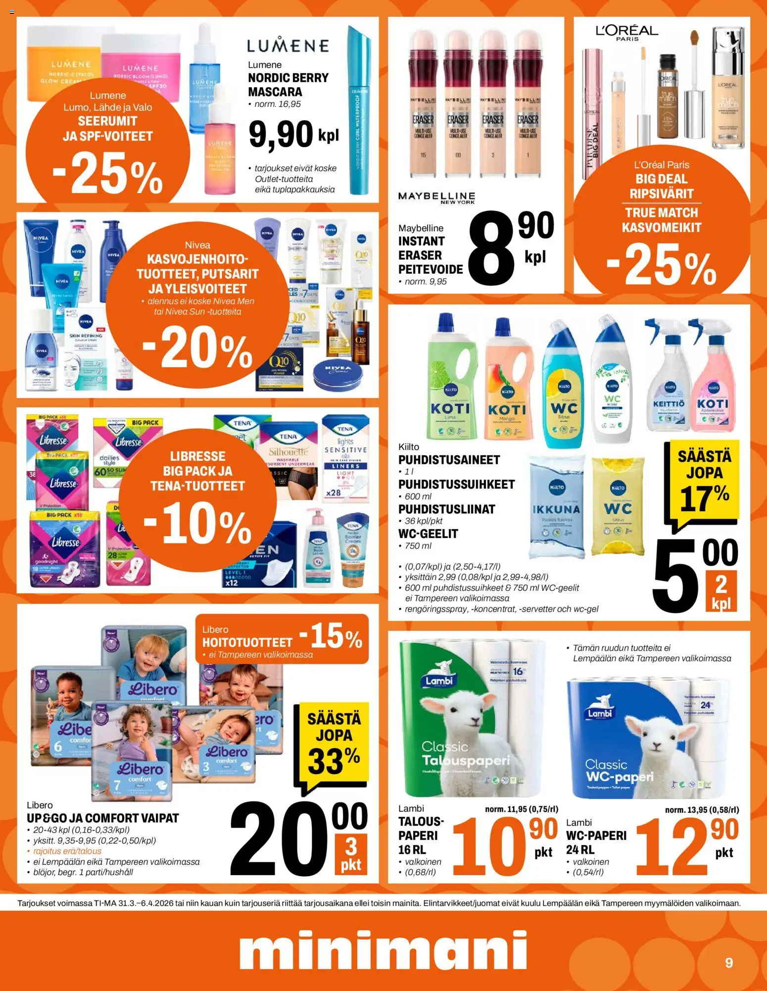 Minimani tarjoukset – voimassa 31.03.2026 alkaen | Sivu: 9 | Tuotteet: Mango, Tuoksu, Keittiö, Paperi