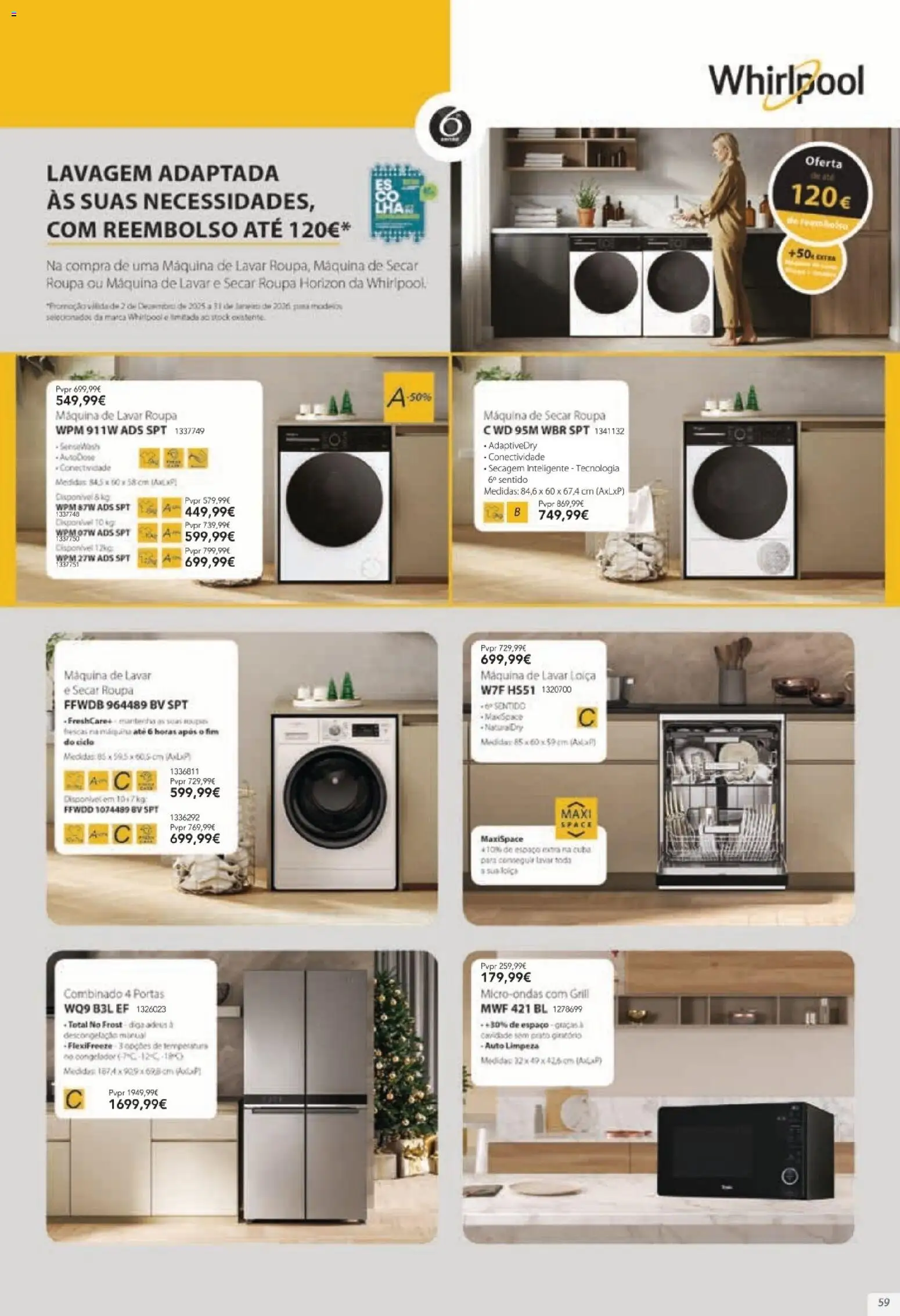 Radio Popular - Especial Natal │ válido de 05.12.2025 | Página: 59 | Produtos: Máquina de lavar, Whirlpool, Portas, Microondas