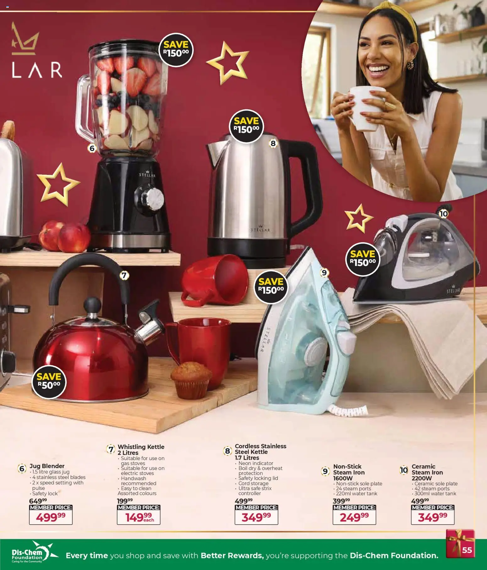 New Dis-Chem catalogue – valid from 29.10.2025 | Page: 55 | Products: Handwash, Tank, Iron, Blender