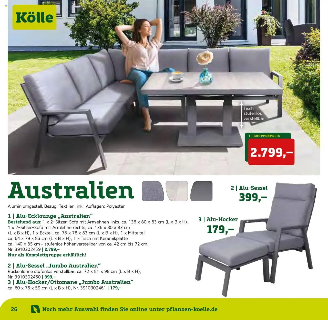 Pflanzen-Kölle Gartenmöbel Katalog 2025 – gültig ab 22.01.2025 | Seite: 26 | Produkte: Tisch