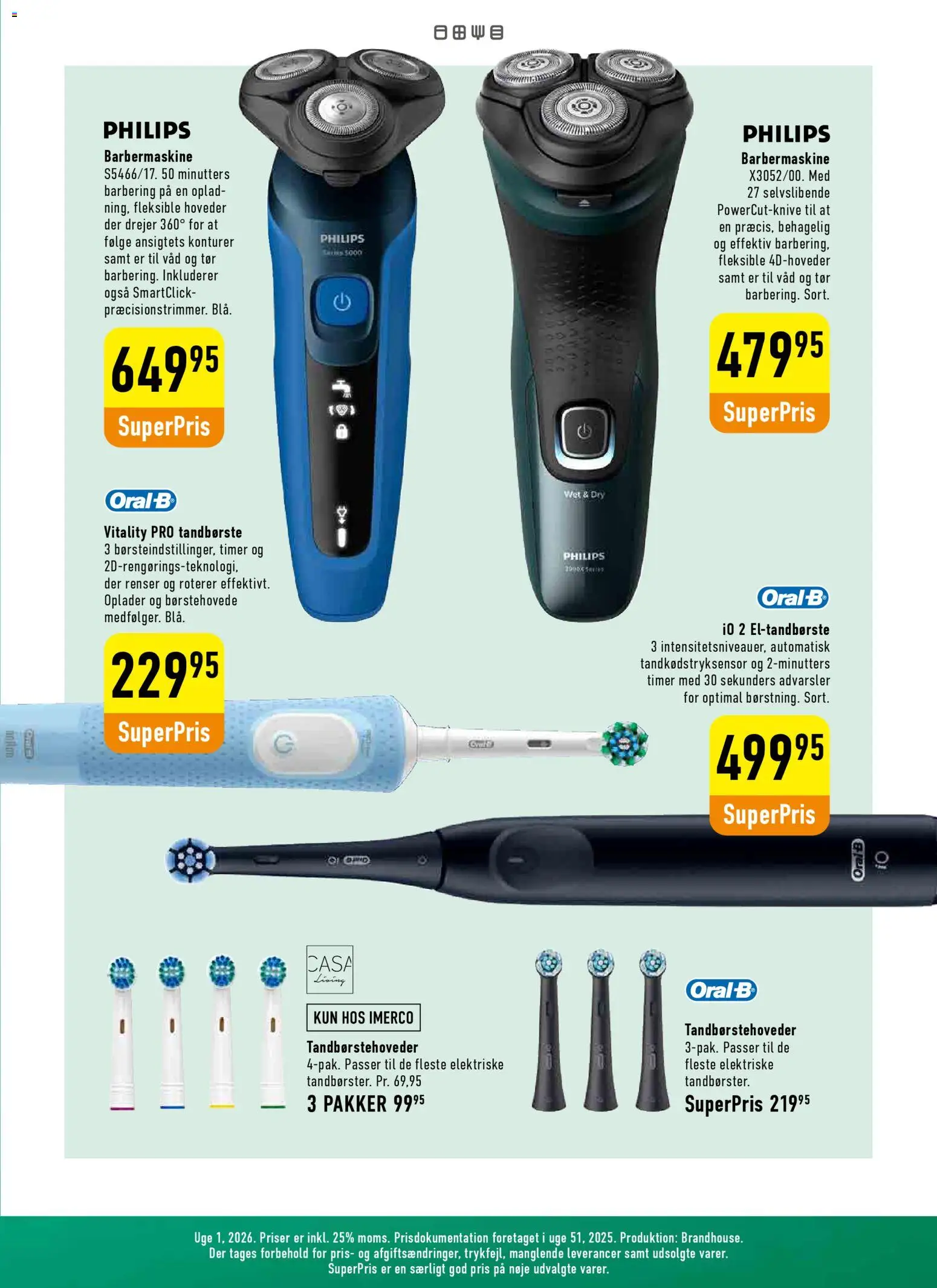 Imerco tilbudsavis – gyldig fra 27.12.2025 | Side: 23 | Produkter: Barbermaskine, Tandbørste, Eltandbørste