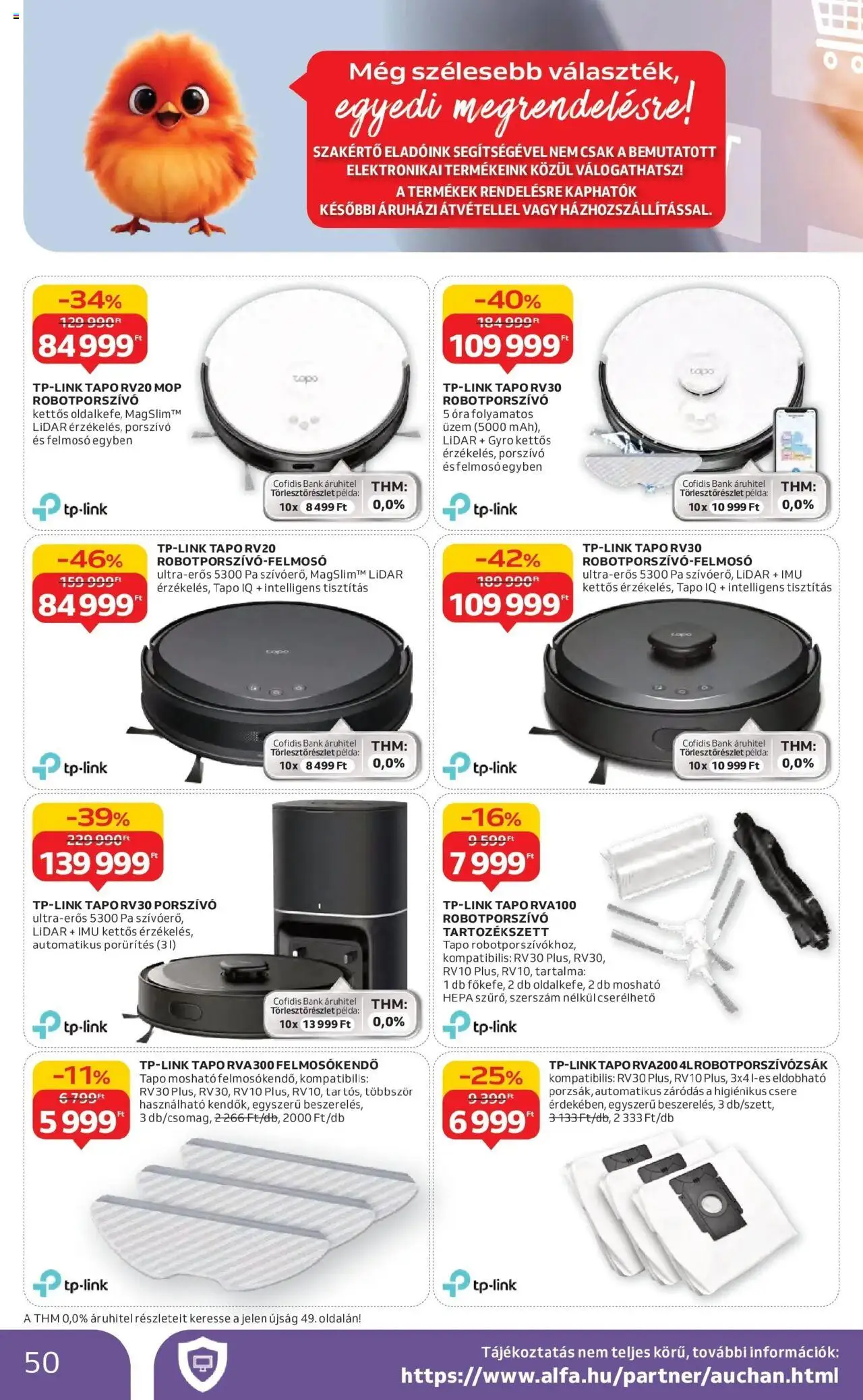 Auchan akciós ujság - amely érvényes a következő dátumtól: 16.10.2025 | Oldal: 50 | Termékek: Felmosó, Porszívó, Robotporszívó, Óra