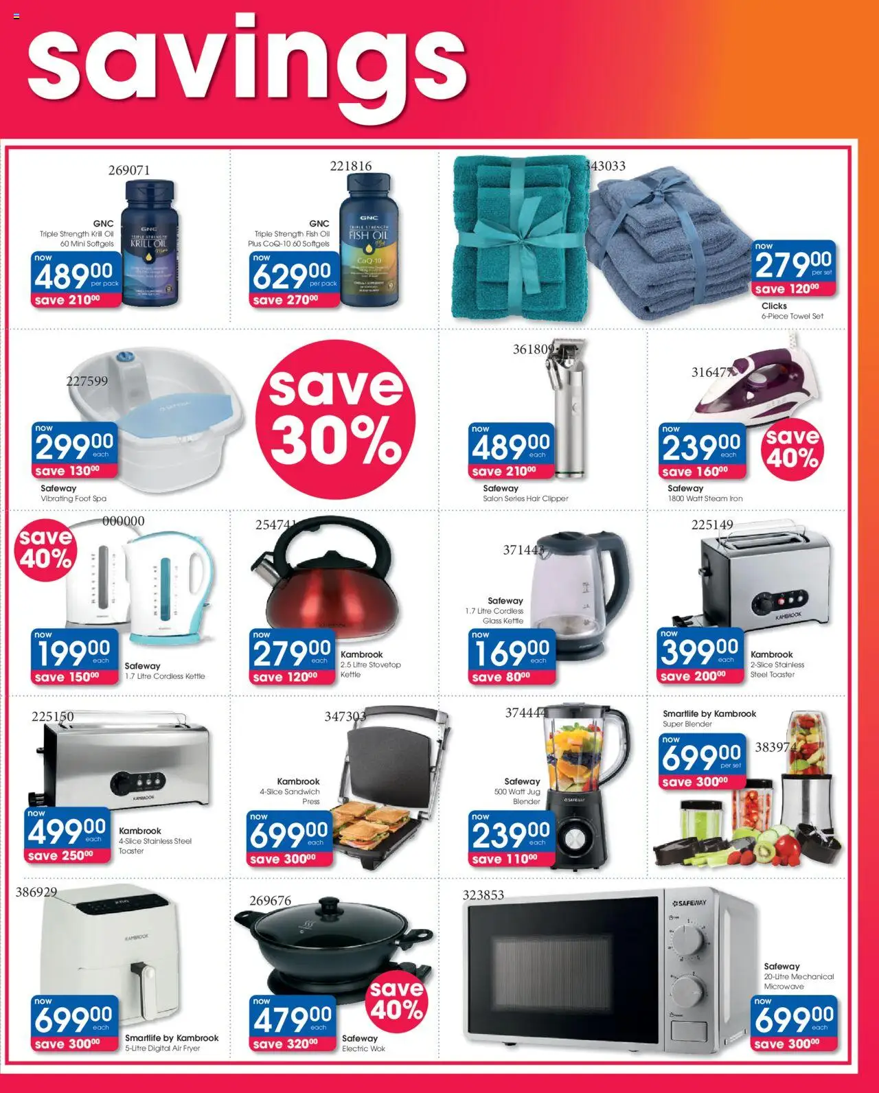 New Clicks catalogue – valid from 08.10.2025 | Page: 3 | Products: Tijera de poda, Fryer, Microwave, Oil