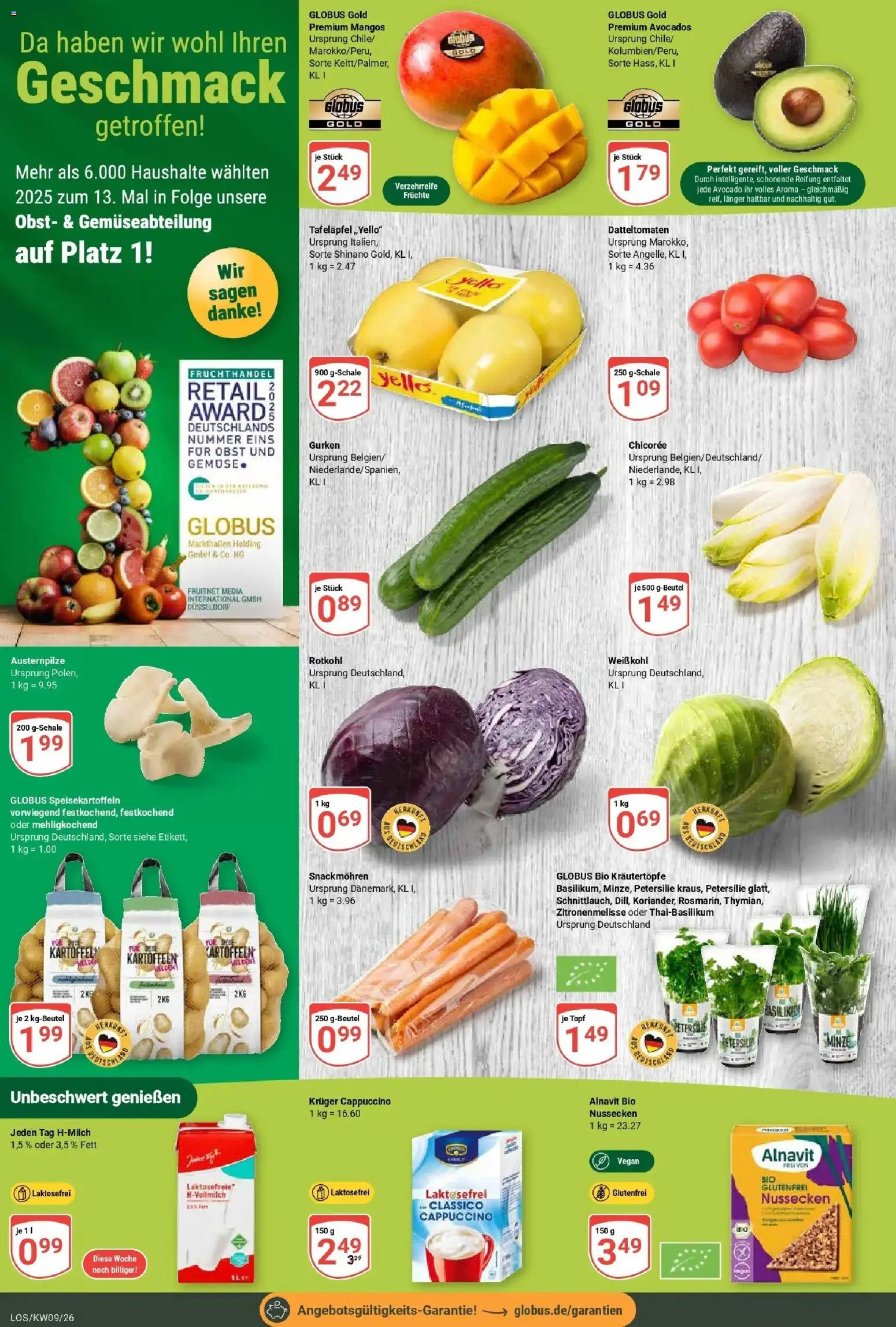 Globus Prospekt Losheim Am See – gültig ab 23.02.2026 | Seite: 10 | Produkte: Rotkohl, Kartoffeln, Gemüse, Obst