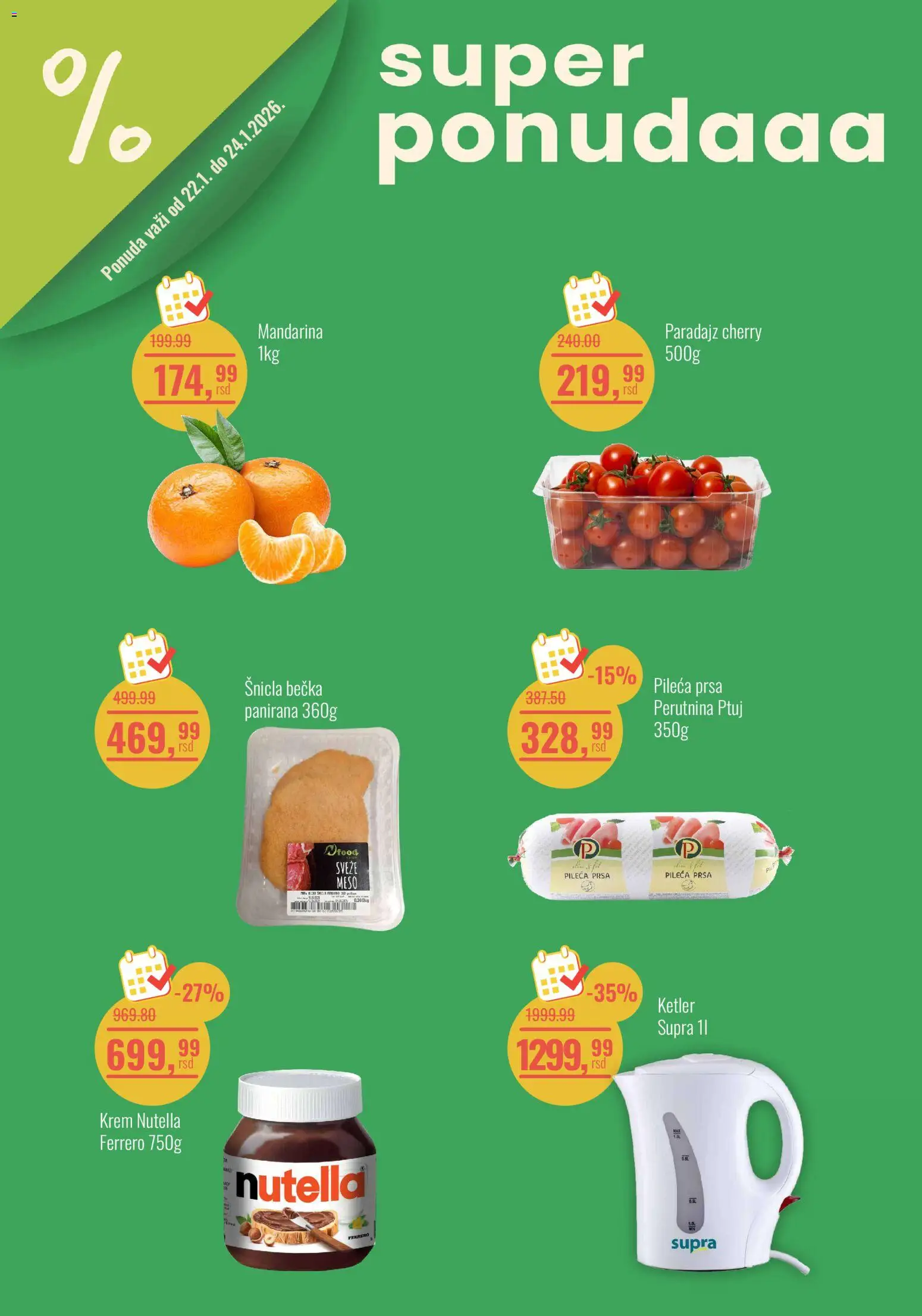 Aroma Market katalog - važi od 22.01.2026 | Strana: 1 | Proizvode: Ketler, Mandarina, Perutnina Ptuj, Nutella