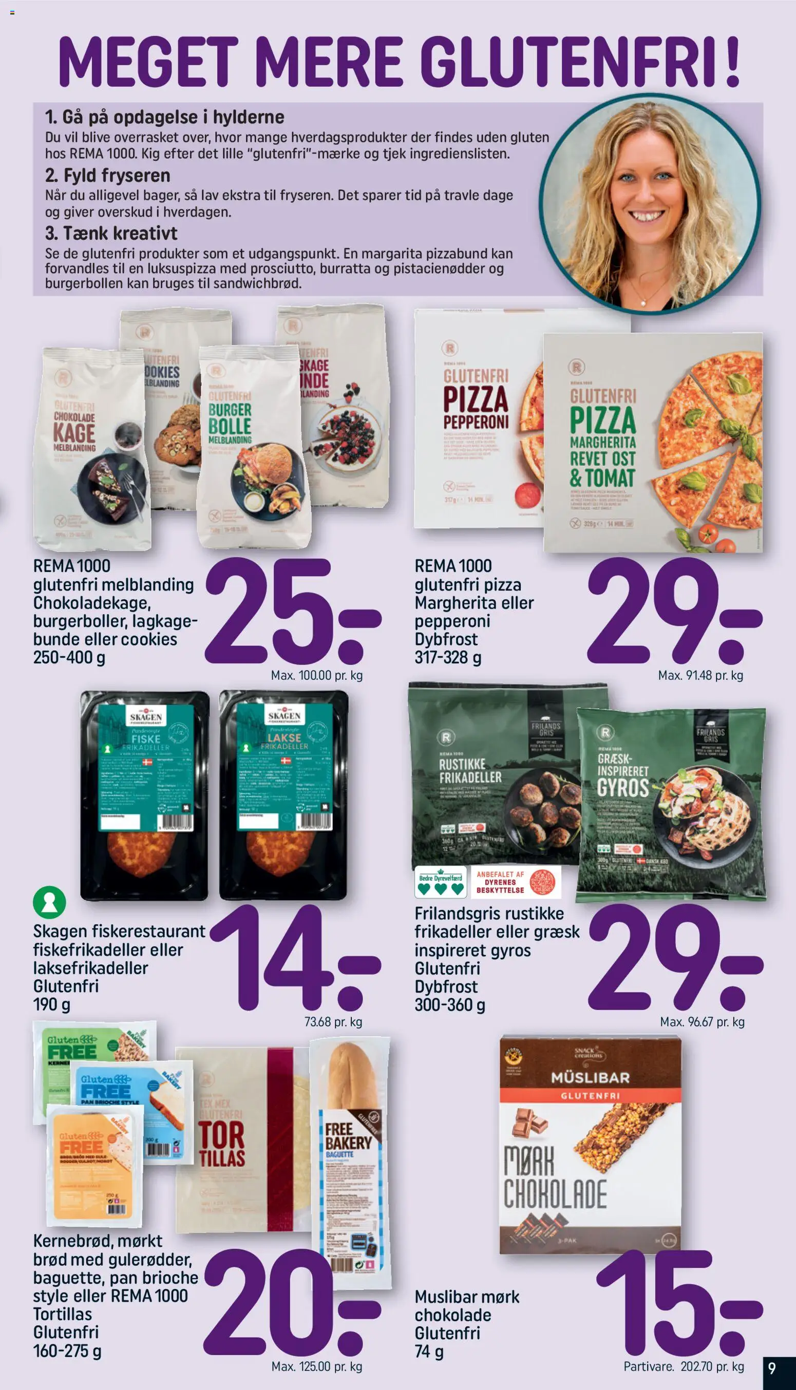 Rema 1000 tilbudsavis – gyldig fra 18.01.2026 | Side: 9 | Produkter: Brød, Chokolade, Pizza, Frikadeller