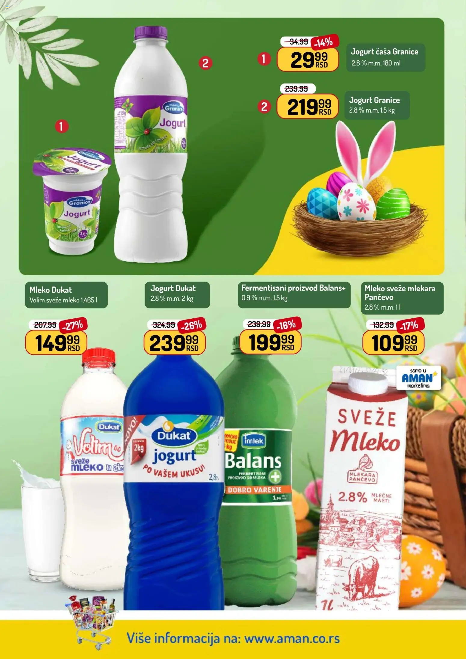 Aman katalog - važi od 30.03.2026 | Strana: 12 | Proizvode: Sveže mleko, Mleko, Jogurt