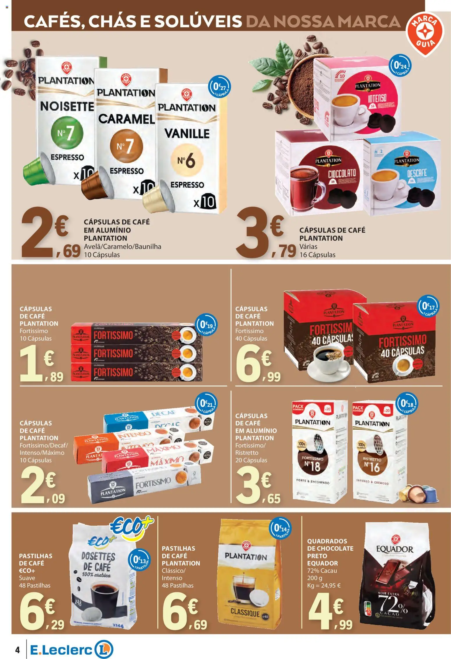 E.Leclerc - Folheto Especial Bebidas Quentes │ válido de 28.10.2025 | Página: 4 | Produtos: Chás, Café, Chocolate
