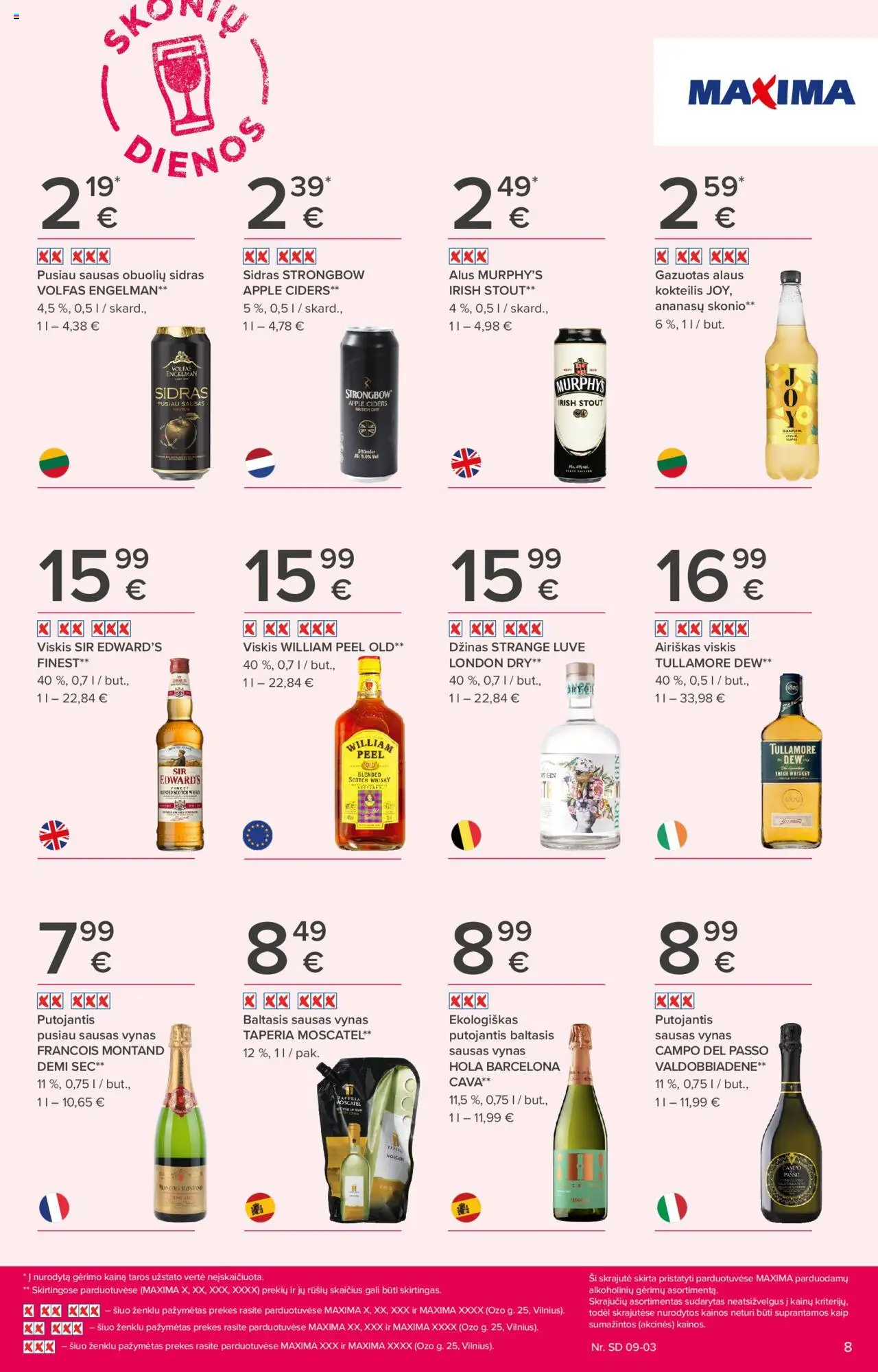 MAXIMA - Leidinys - Skonių dienos│galioja nuo 21.08.2025 | Puslapis: 8 | Prekių: Viskis, Vynas, Alus, Džinas