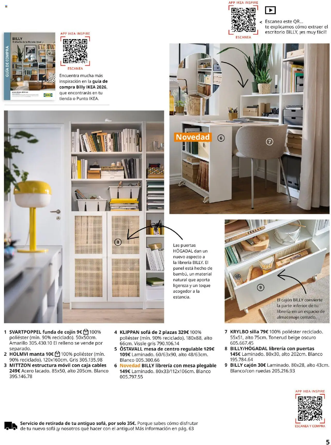 Catálogo IKEA Salones │ válido desde el 01.09.2025 | Página: 5 | Productos: Manta, Funda de cojín, Mesa, Silla