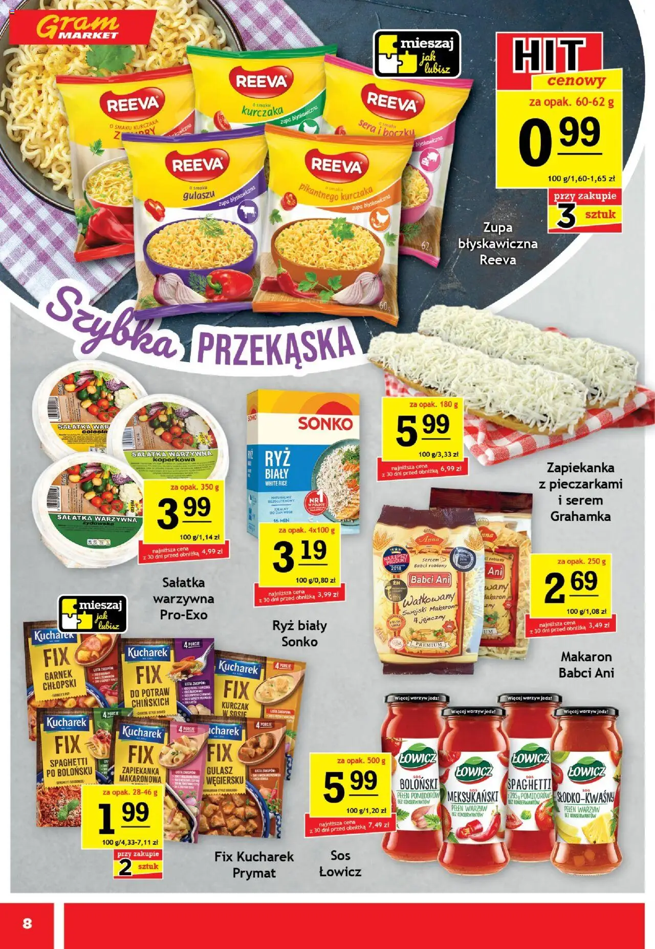 Gram Market Gazetka od 08.10.2025 | Strona: 8 | Produkty: Zapiekanka, Makaron, Gulasz, Sałatka