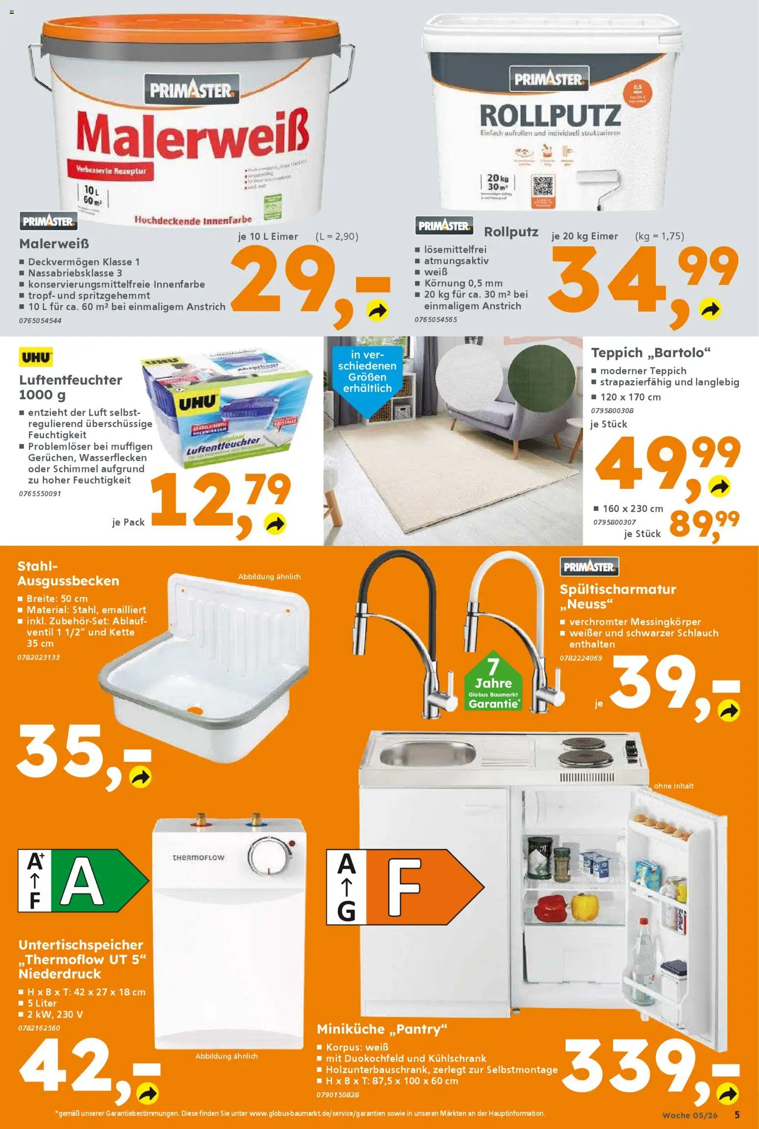 Globus Baumarkt Prospekt 	 – gültig ab 26.01.2026 | Seite: 5 | Produkte: Teppich, Kühlschrank