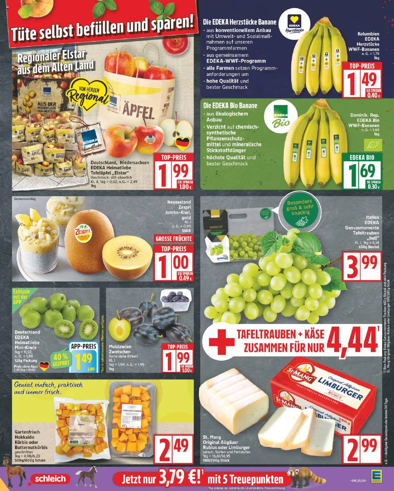Edeka Prospekt 	 – gültig ab 06.10.2025 | Seite: 3 | Produkte: Käse, Trauben, Kürbis, Kiwi
