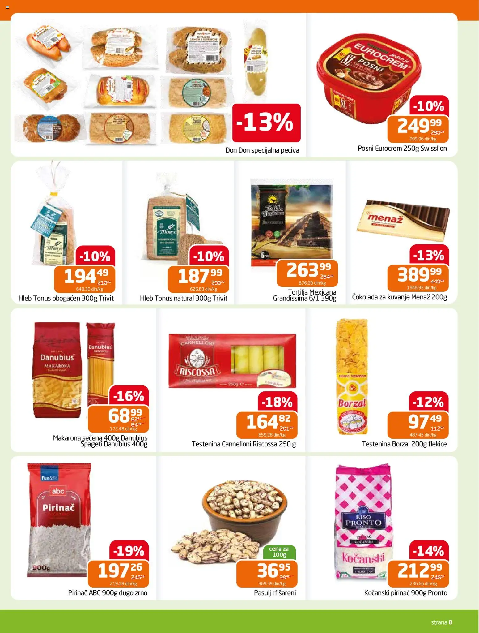Gomex katalog - važi od 18.02.2026 | Strana: 8 | Proizvode: Testenina, Tortilja, Hleb, Pirinač
