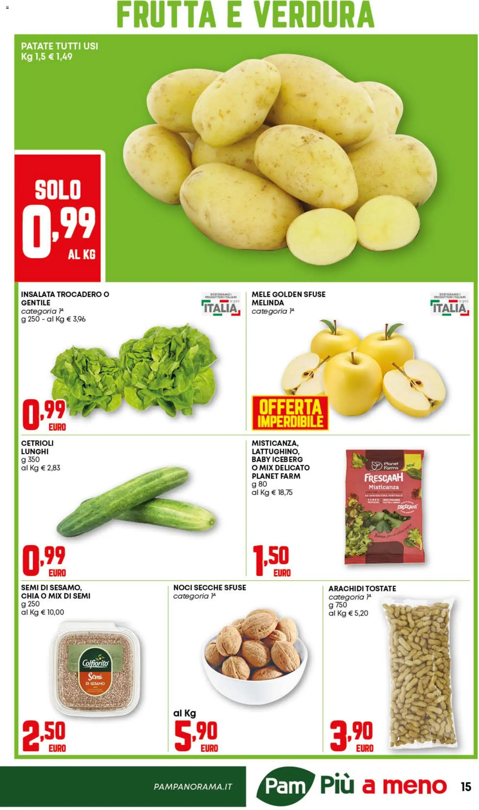 Volantino PAM del 06.11.2025 | Pagina: 15 | Prodotti: Cetrioli, Insalata, Patate, Arachidi
