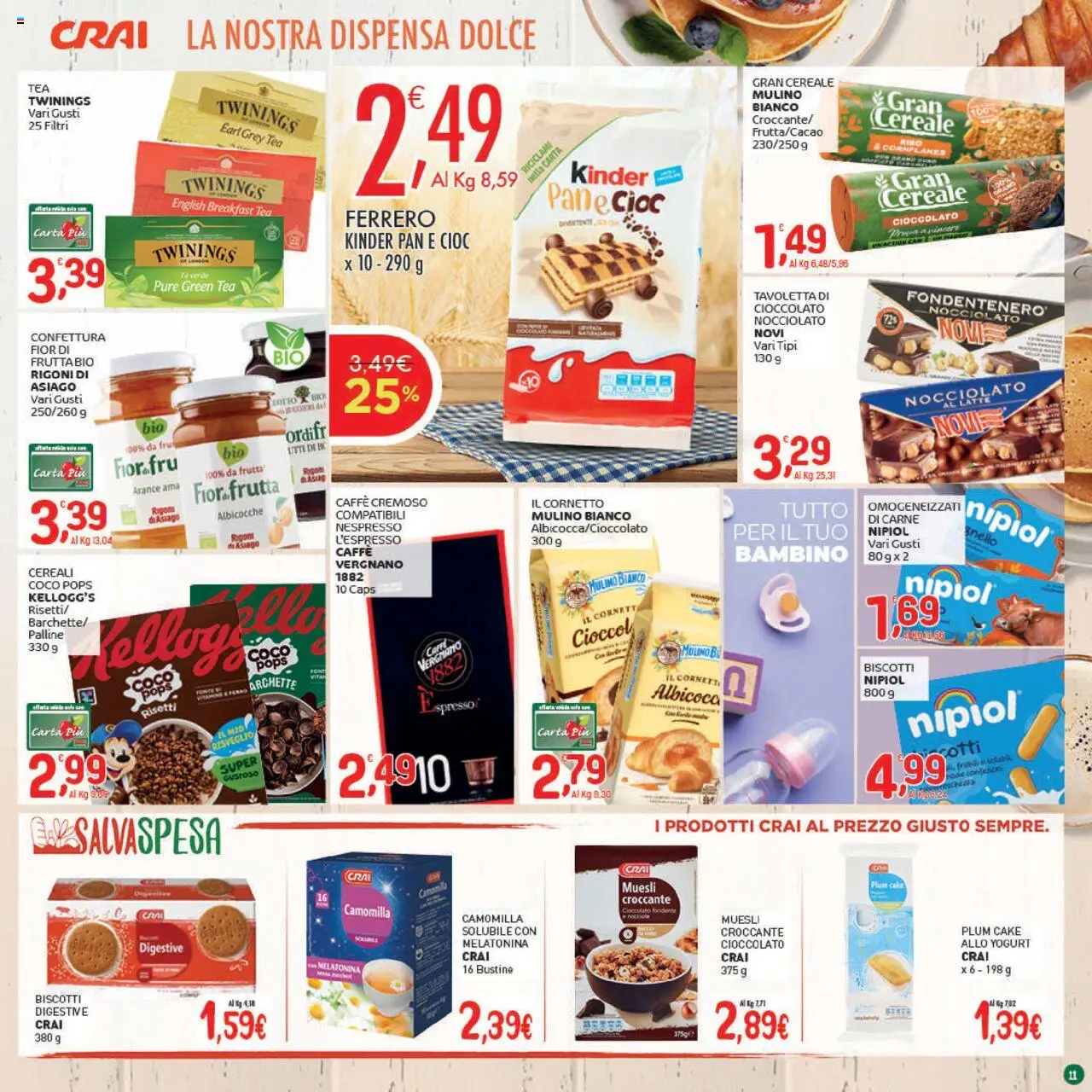 Volantino CRAI del 18.09.2025 | Pagina: 11 | Prodotti: Yogurt, Pane, Riso, Cereali