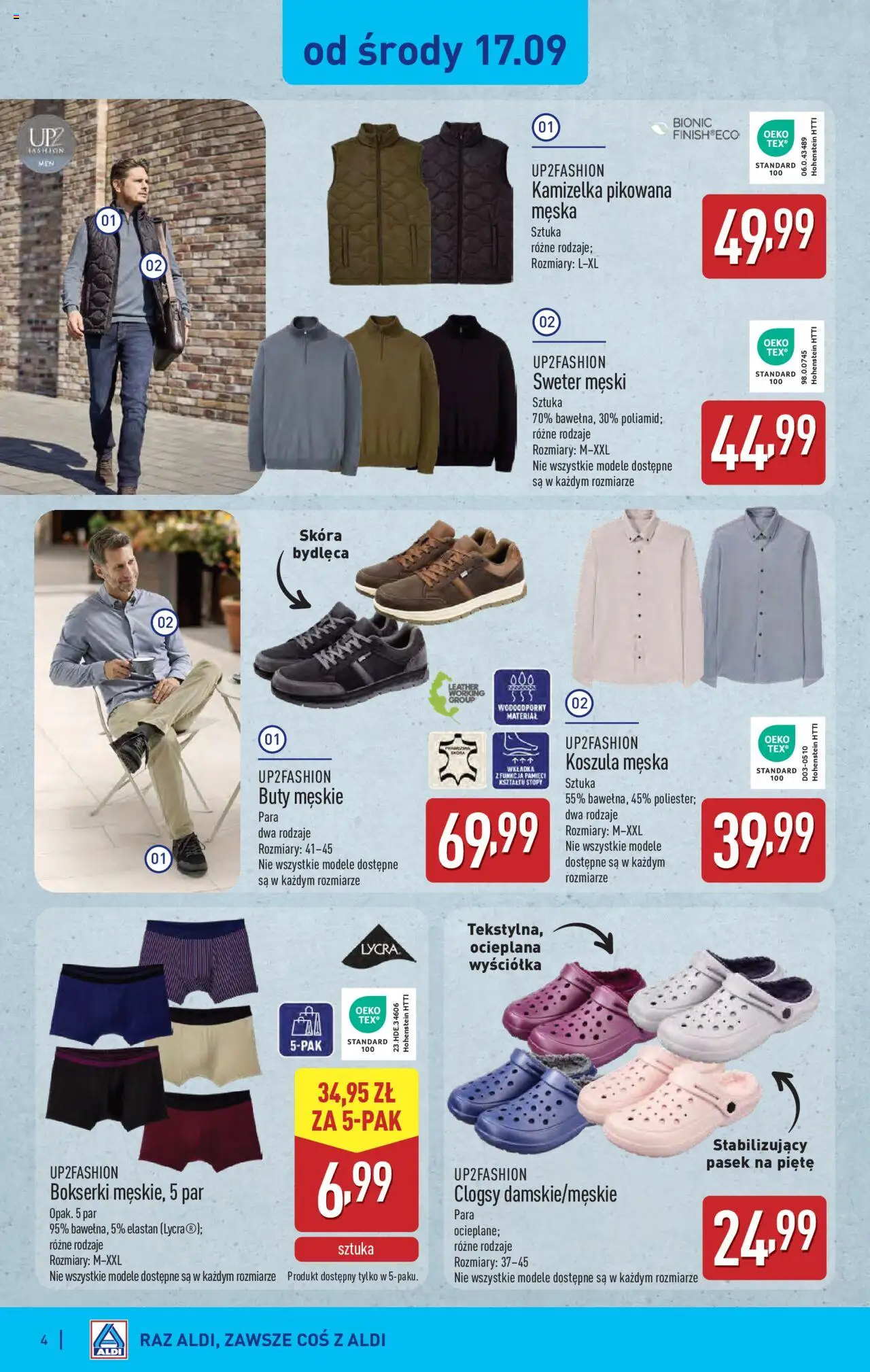 Aldi Gazetka - Hity od Środy i od Soboty od 17.09.2025 | Strona: 4 | Produkty: Koszula, Kamizelka, Buty, Pasek
