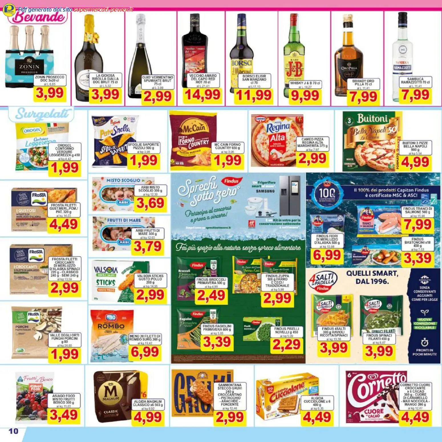 Volantino Pewex del 16.01.2026 | Pagina: 10 | Prodotti: Pizza, Salmone, Forno, Brandy
