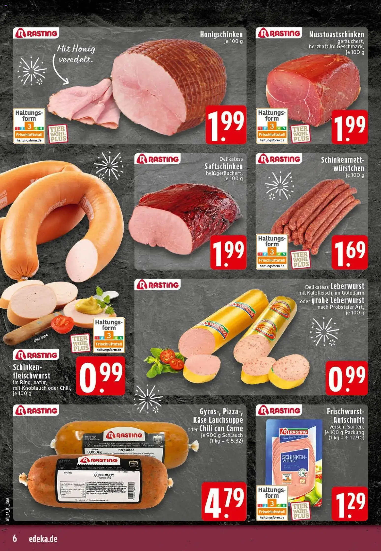 Edeka prospekt Recke	 – gültig ab 28.12.2025 | Seite: 6 | Produkte: Käse, Chili, Schinken, Pizza