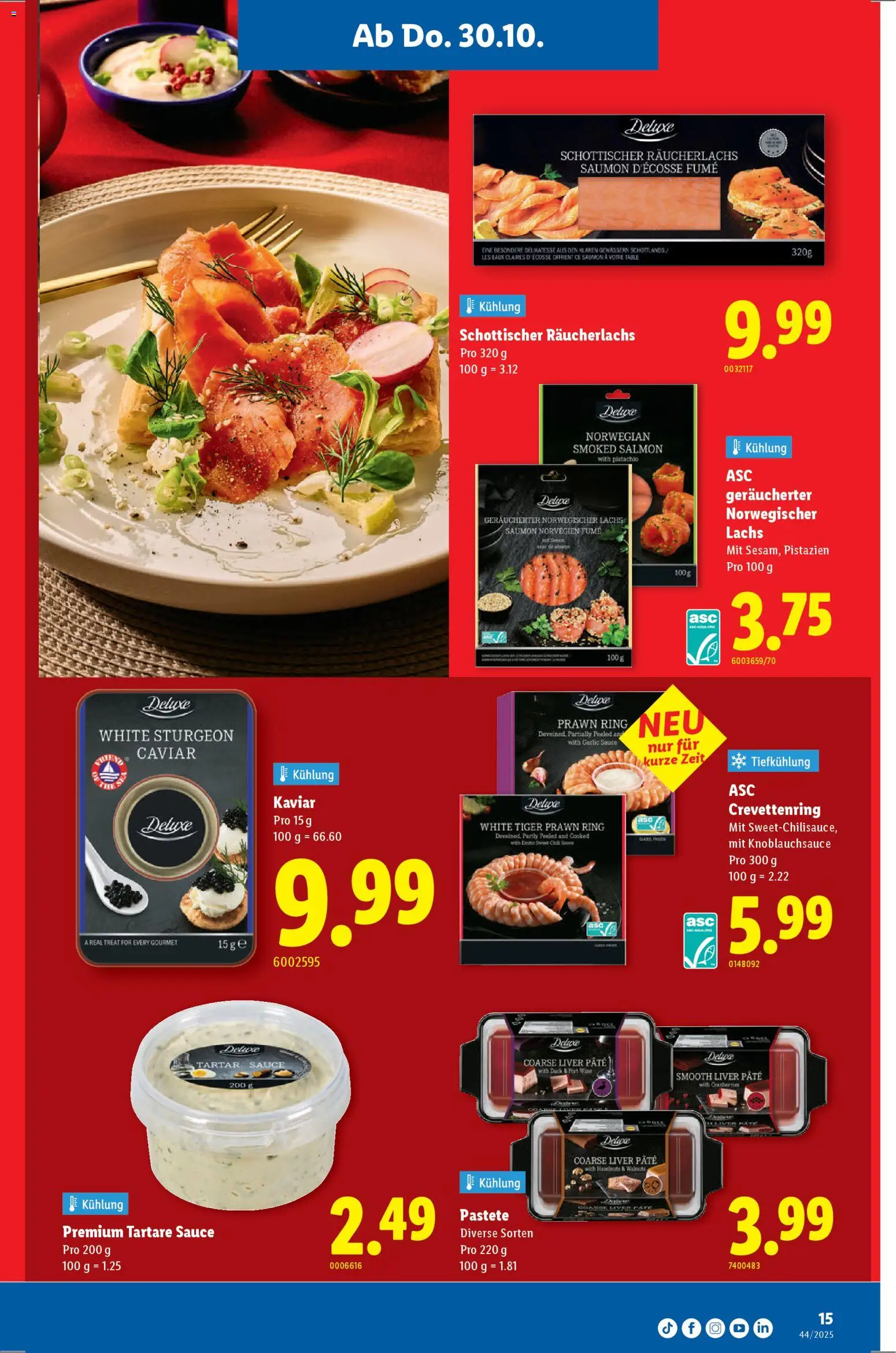 Lidl Aktionen – gültig ab 30.10.2025 | Seite: 15 | Produkte: Lachs, Räucherlachs, Chili