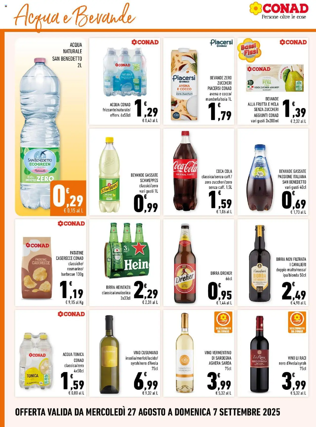 Volantino Conad del 27.08.2025 | Pagina: 12 | Prodotti: Acqua, Frutta, Heineken, Coca Cola