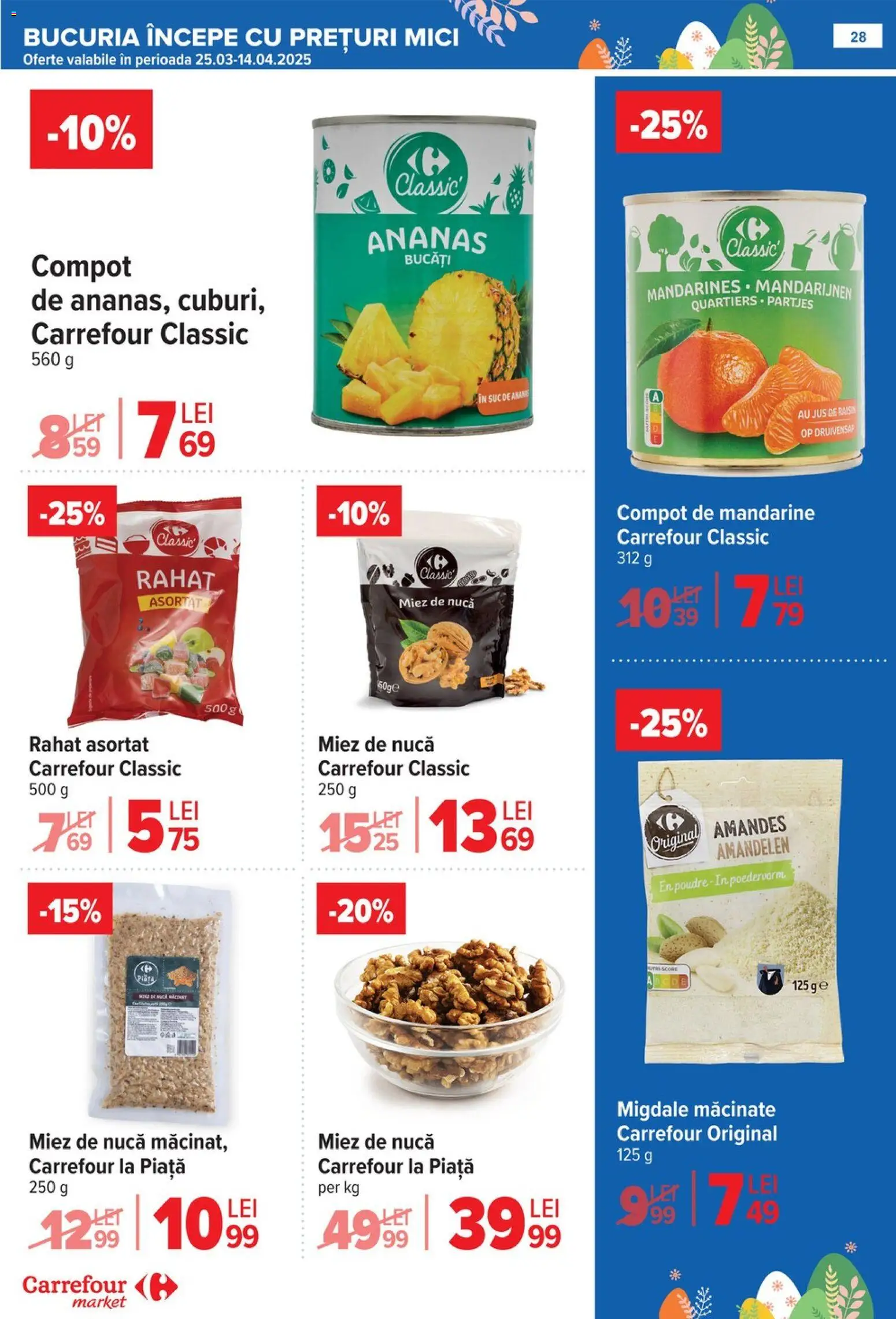 Noul catalog Carrefour – valabil de la 06.04.2026 | Pagină: 33 | Produse: Mici, Migdale, Compot, Mandarine
