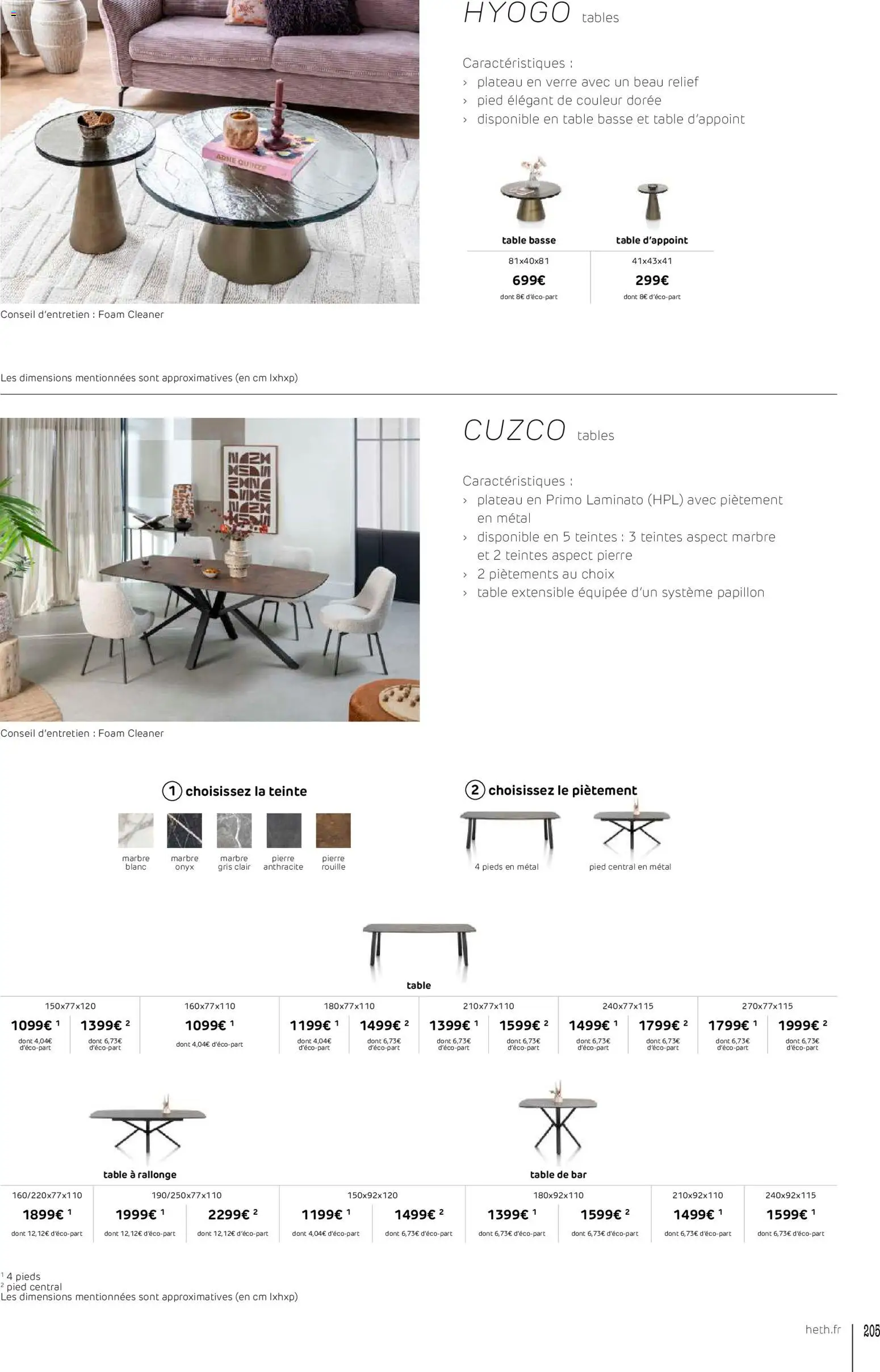 {H1} | Page: 205 | Produits: Plateau, Table extensible, Table basse, Table