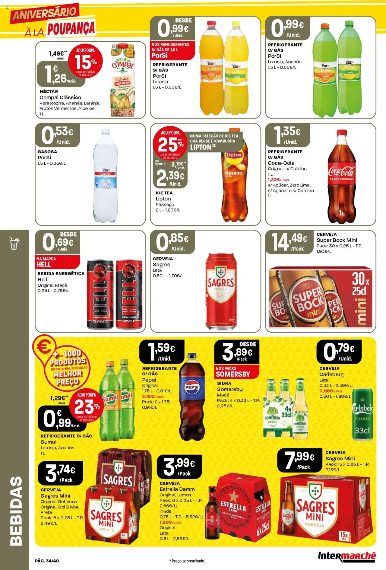 Intermarché folheto │ válido de 16.10.2025 | Página: 34 | Produtos: Refrigerante, Maça, Somersby, Bebida