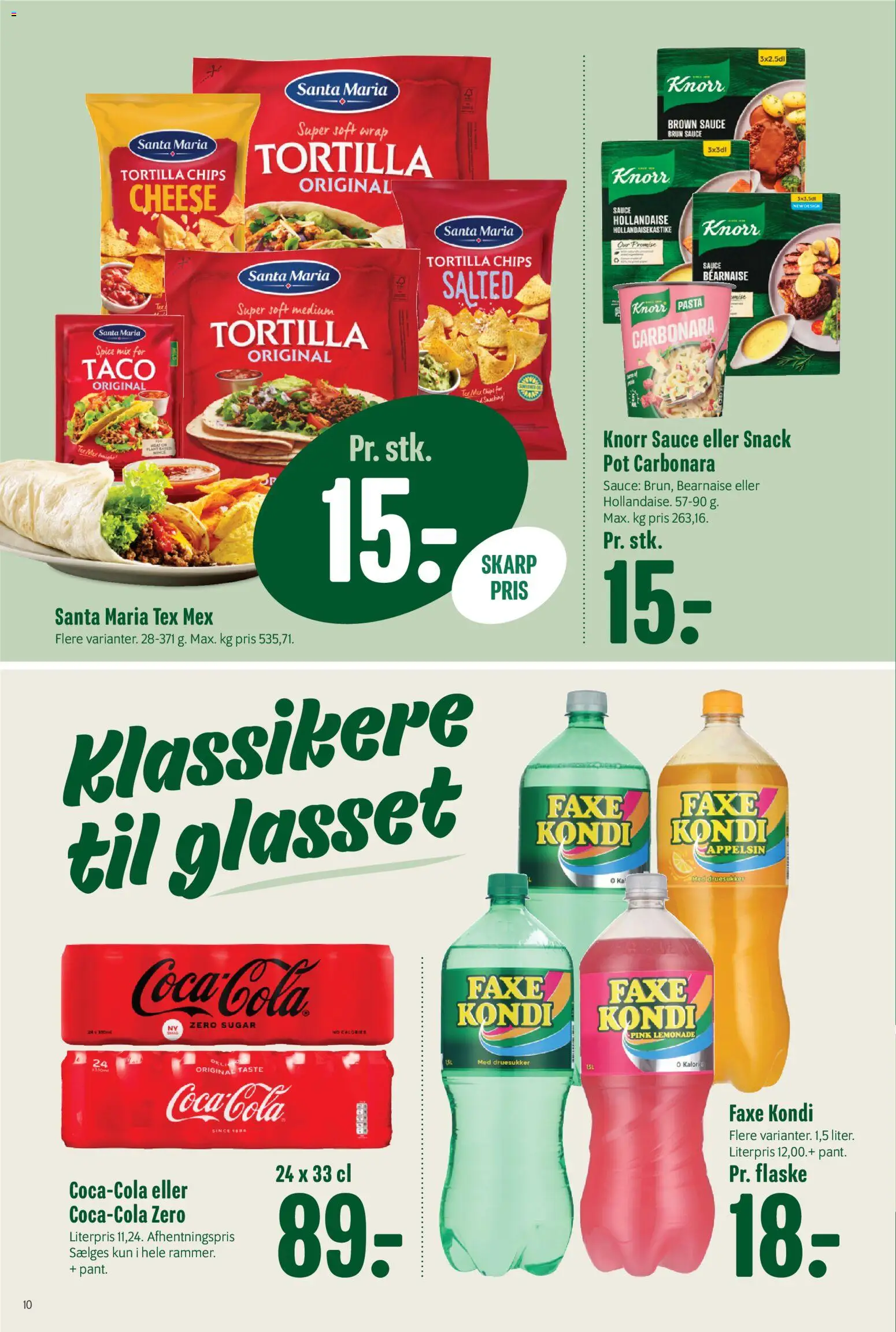 Min Købmand tilbudsavis – gyldig fra 01.05.2026 | Side: 10 | Produkter: Pasta, Chips, Faxe Kondi, Taco