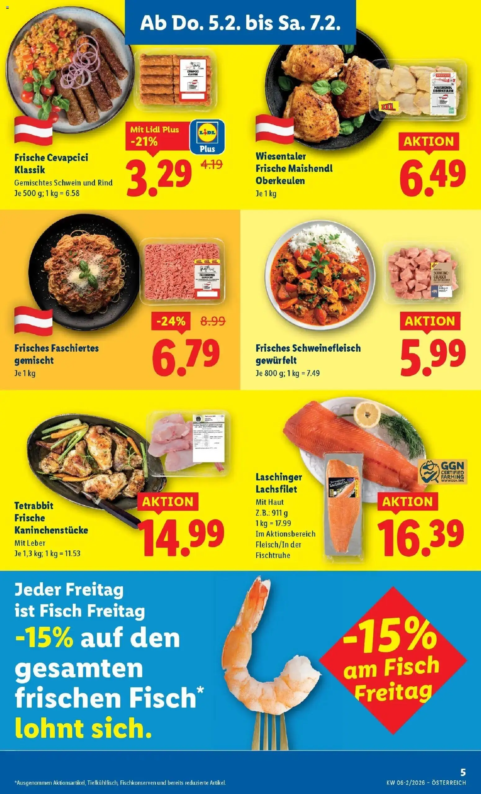 Lidl Flugblatt - Wien, Langenzersdorf, Zwettl gültig ab 05.02.2026 | Seite: 9 | Produkte: Schweinefleisch, Fisch